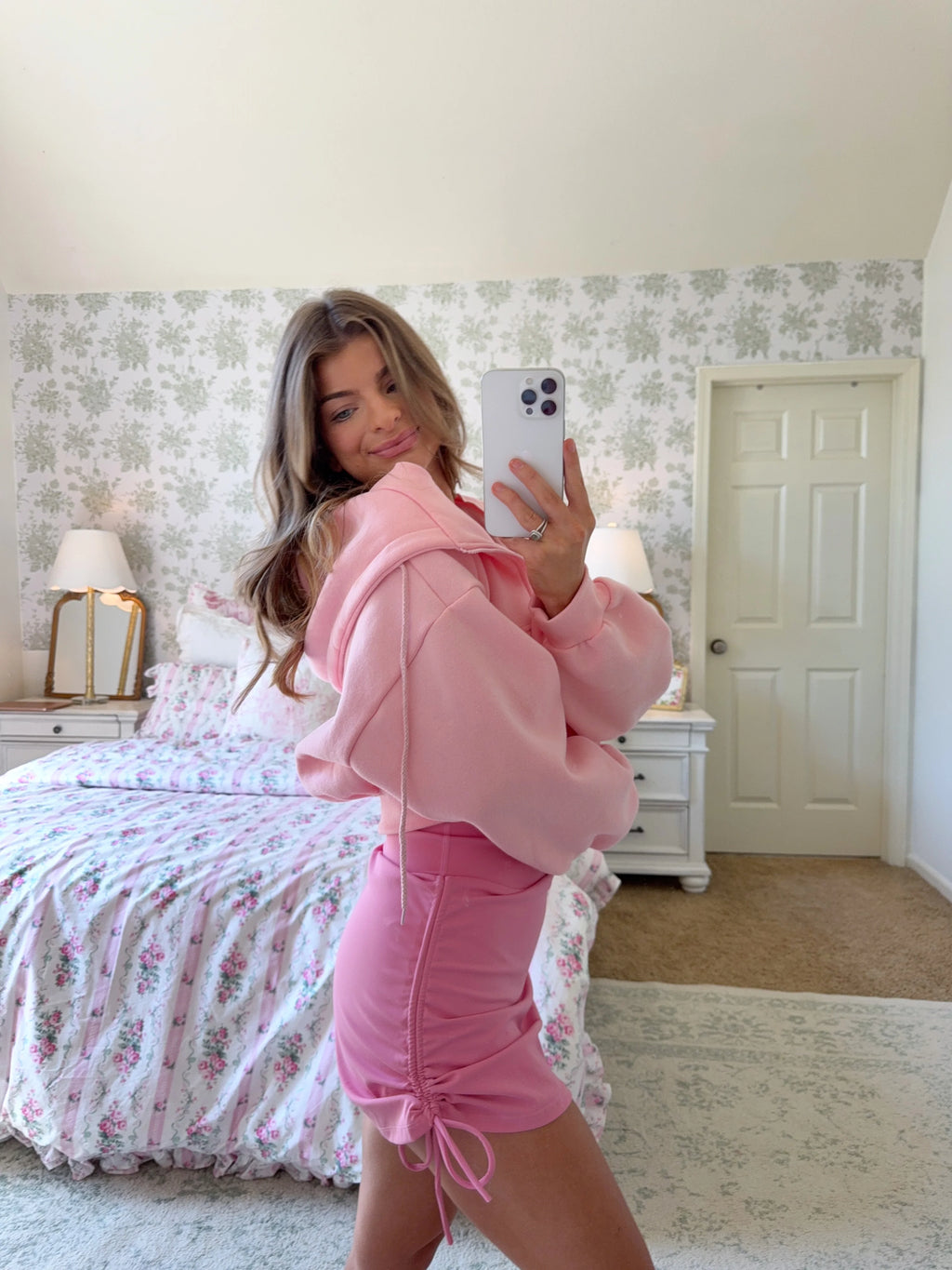 Liddie Cropped Hooded Jacket  - Light Pink