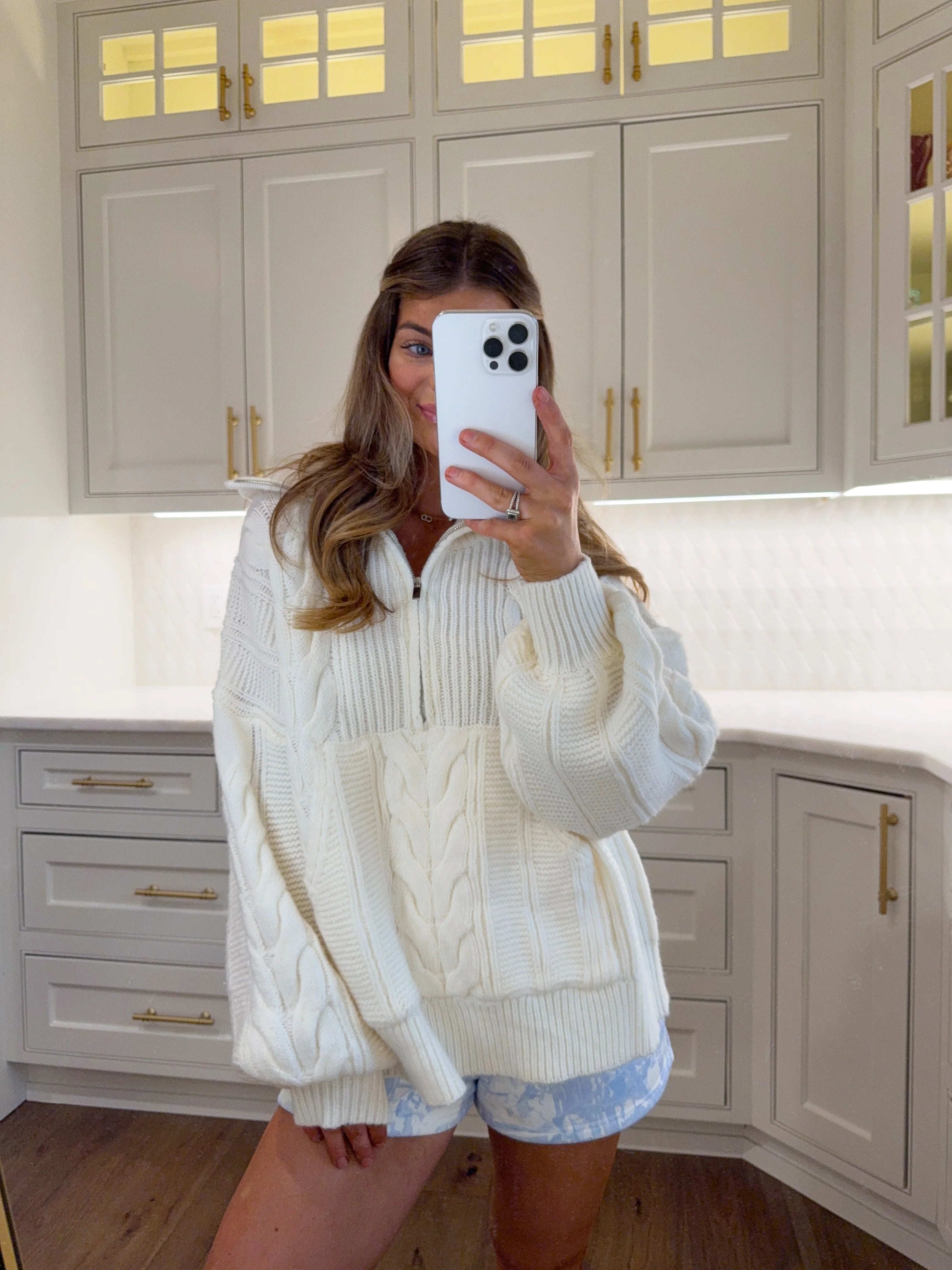 Bookstore Cableknit Quarter Zip - Cream