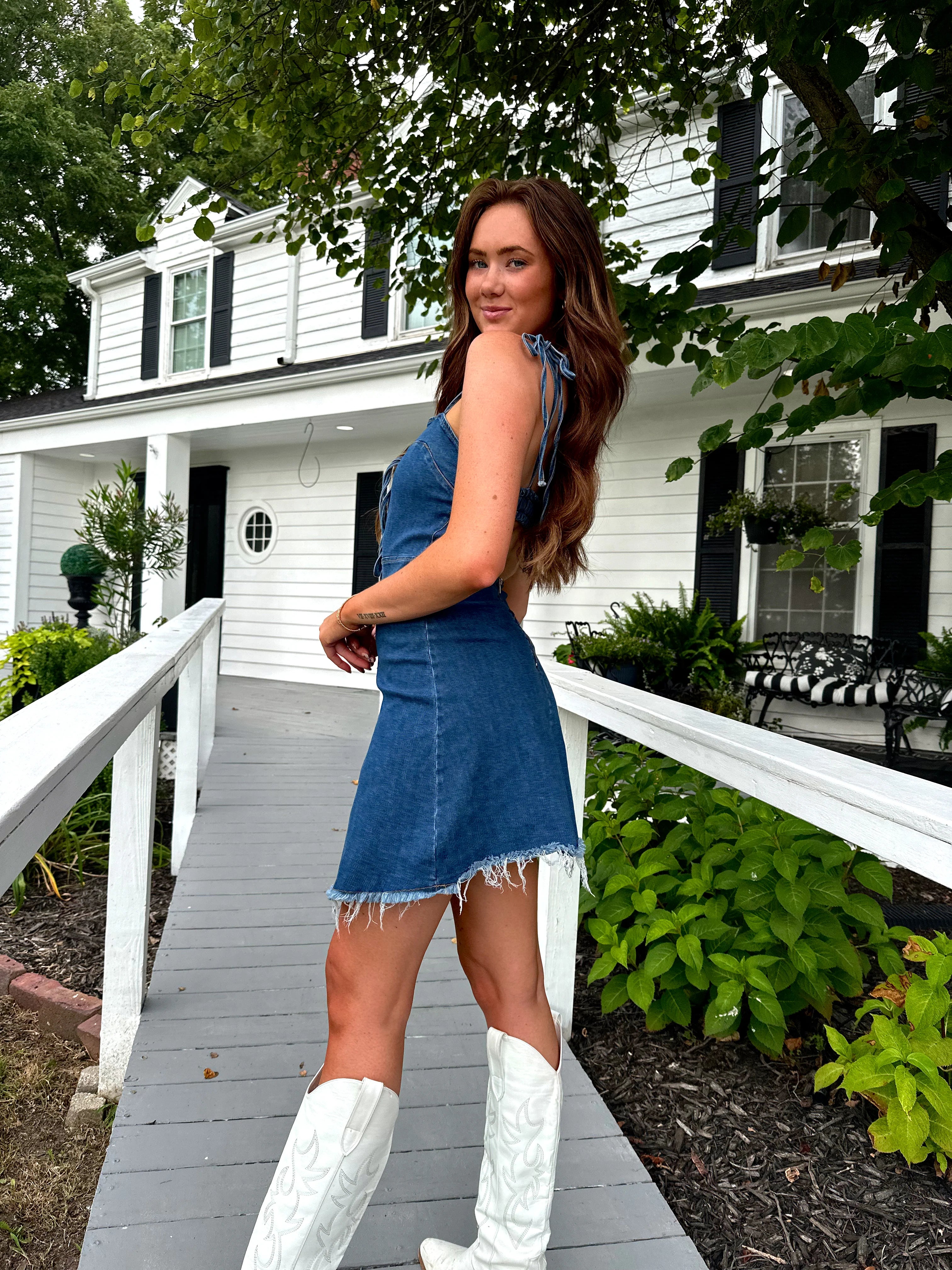 Sadie Denim Mini Dress - Dark Wash