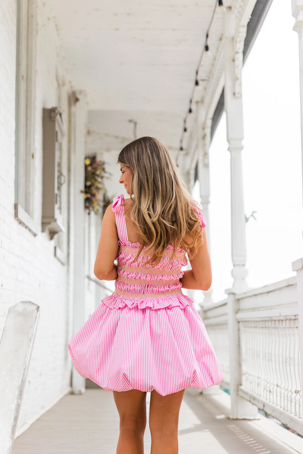 Lydia Stripe Mini Dress - Pink