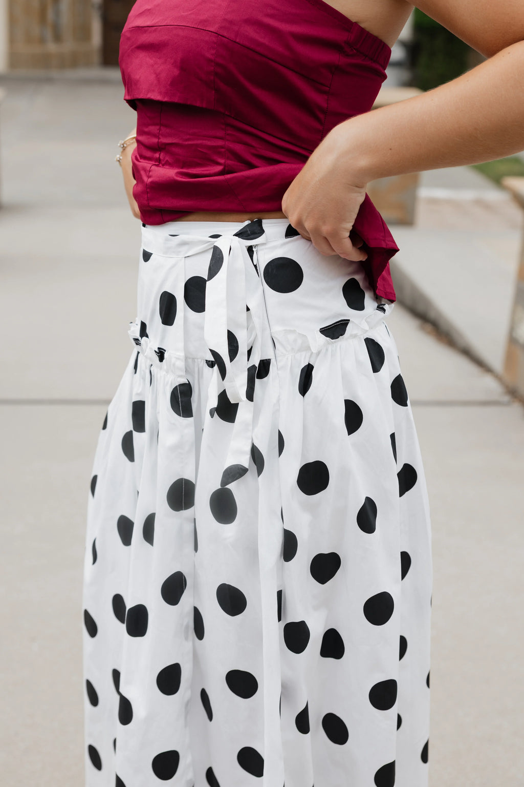 Lola Polka Dot Maxi Skirt - White / Black