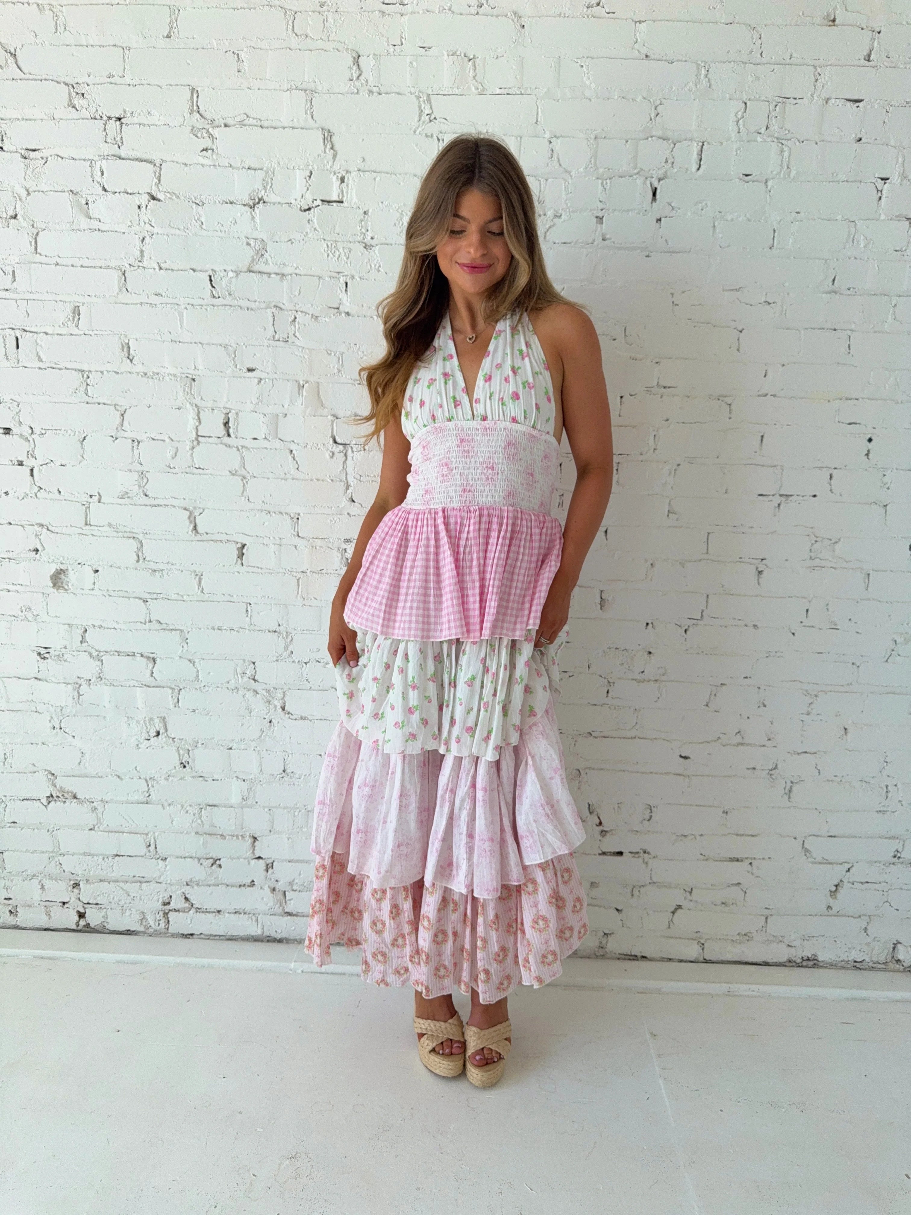 Bonnie Maxi Dress - Pastel Pink Mix