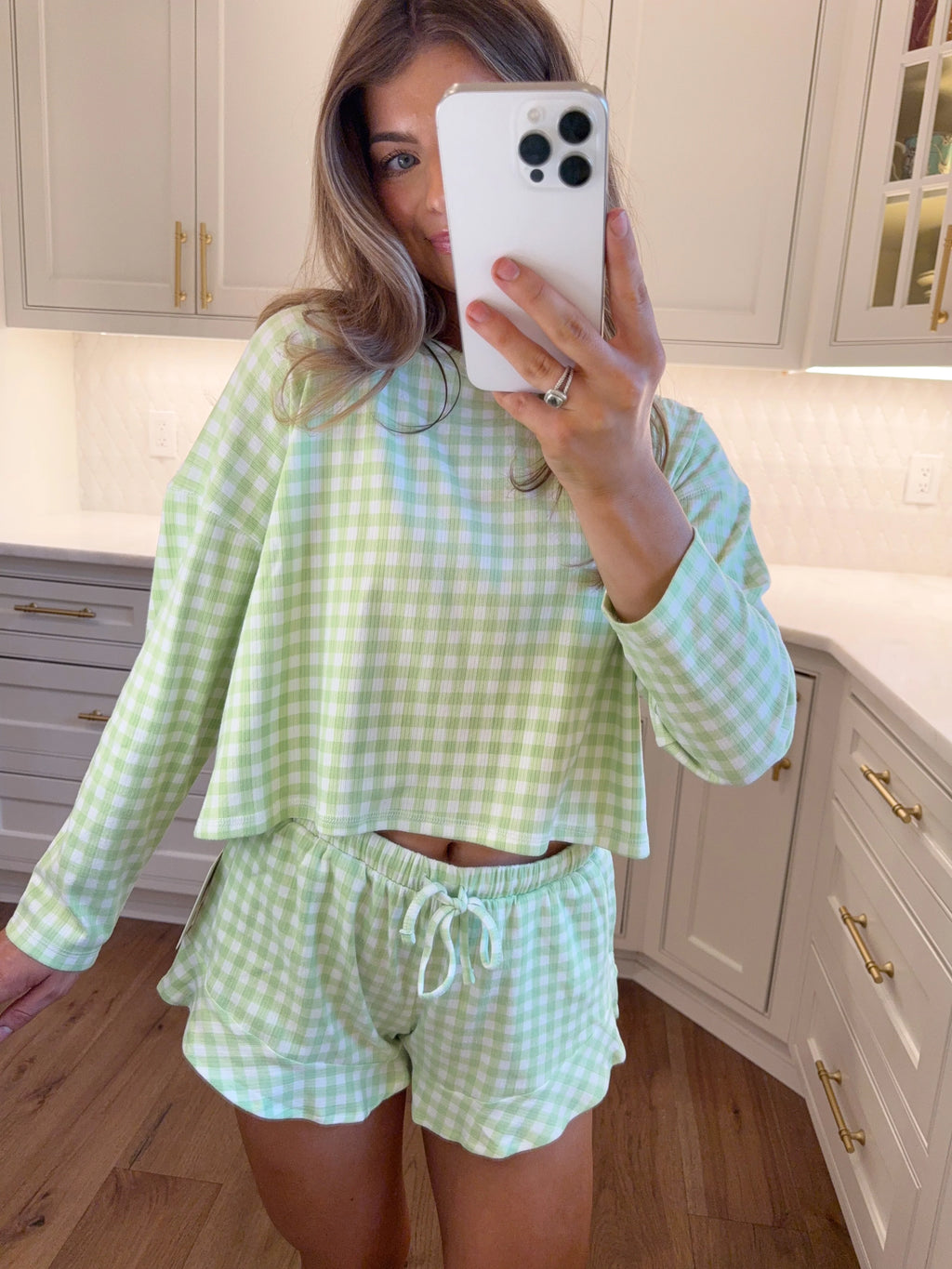 Happy Camper Candy Apple Gingham Pajama Set