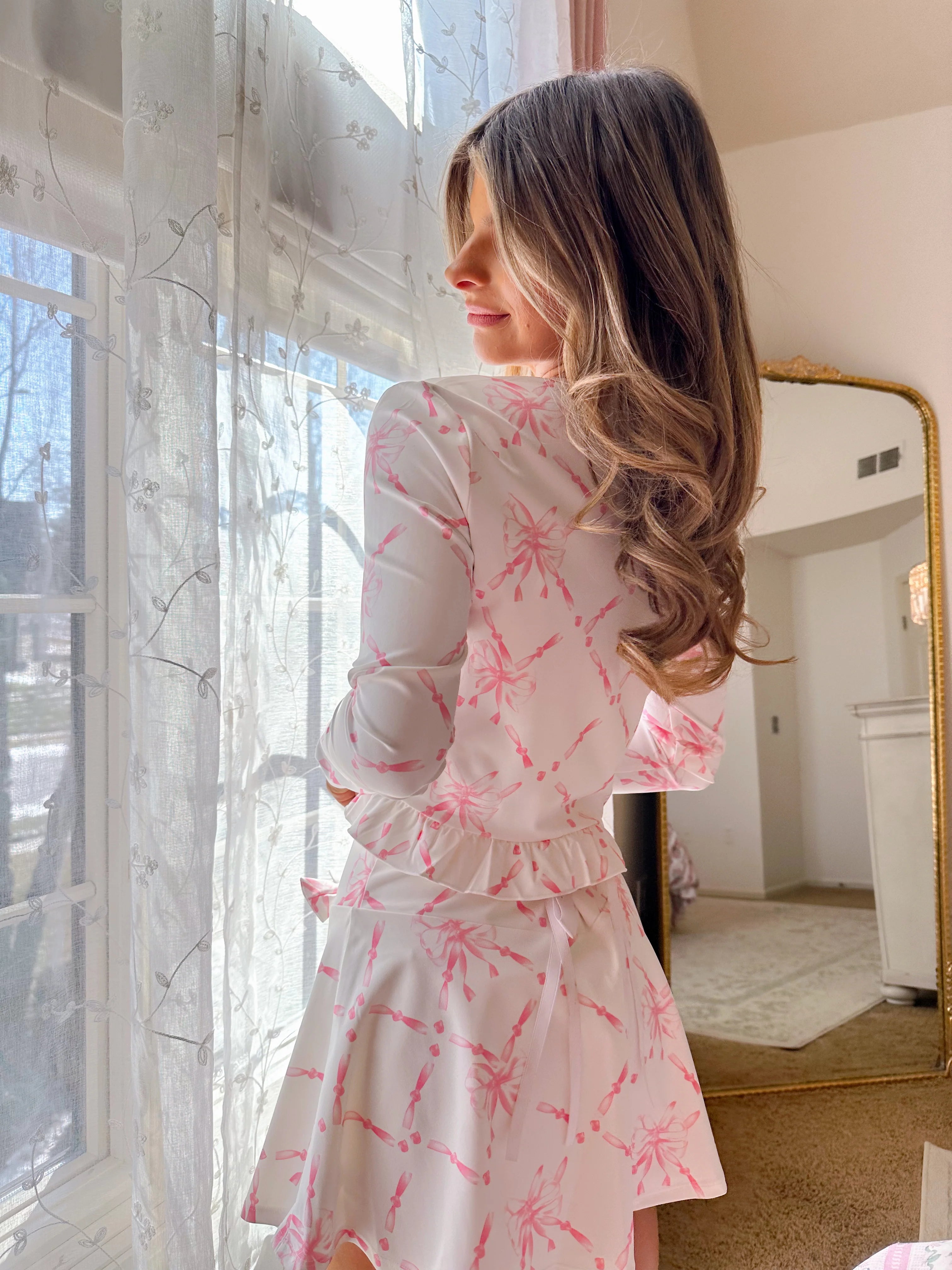 Emerson Bow Printed Ruched Cardigan