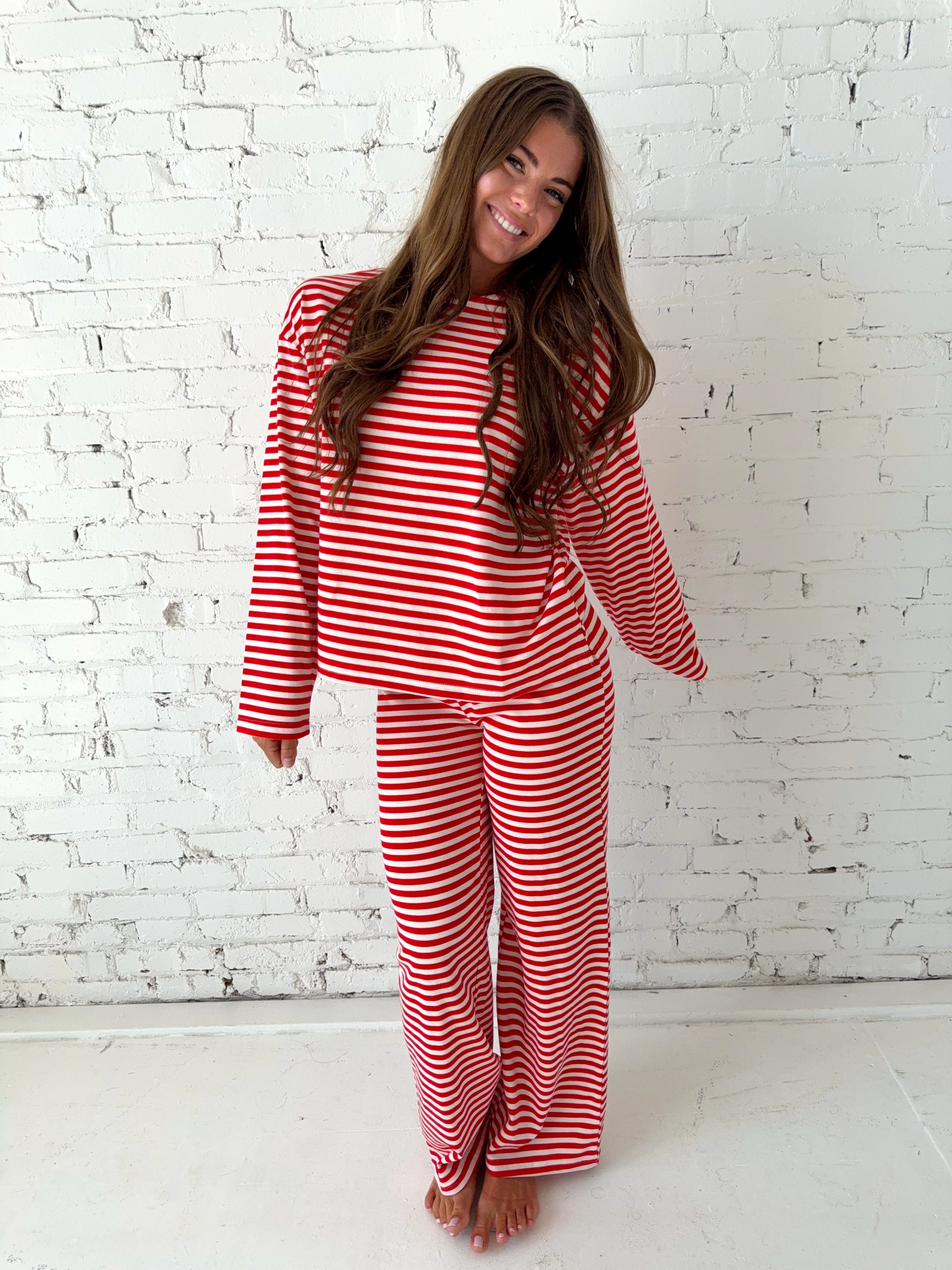 Tommy Striped Lounge Set - Red Stripes