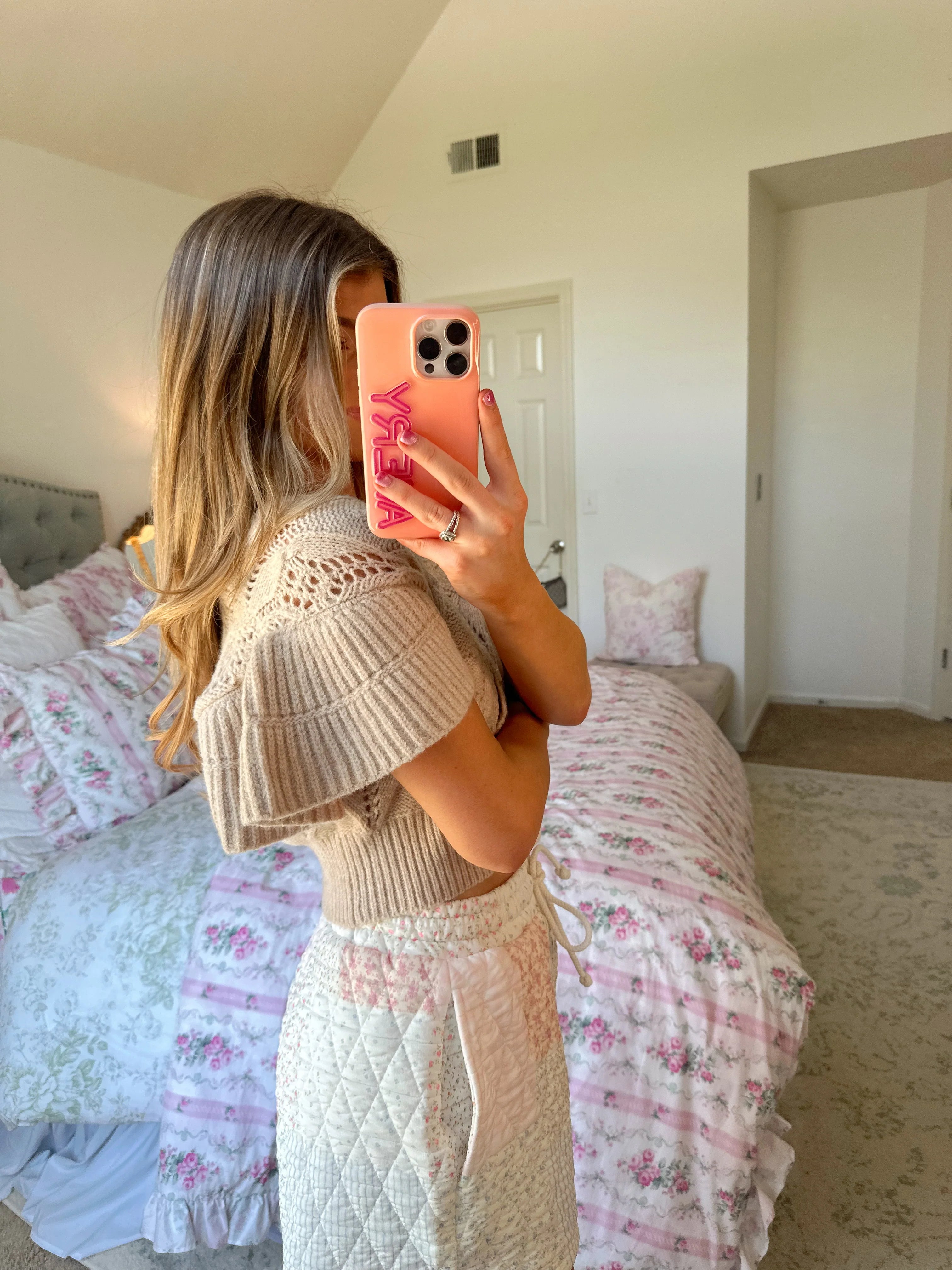 Willow Short Sleeve Cardigan - Latte