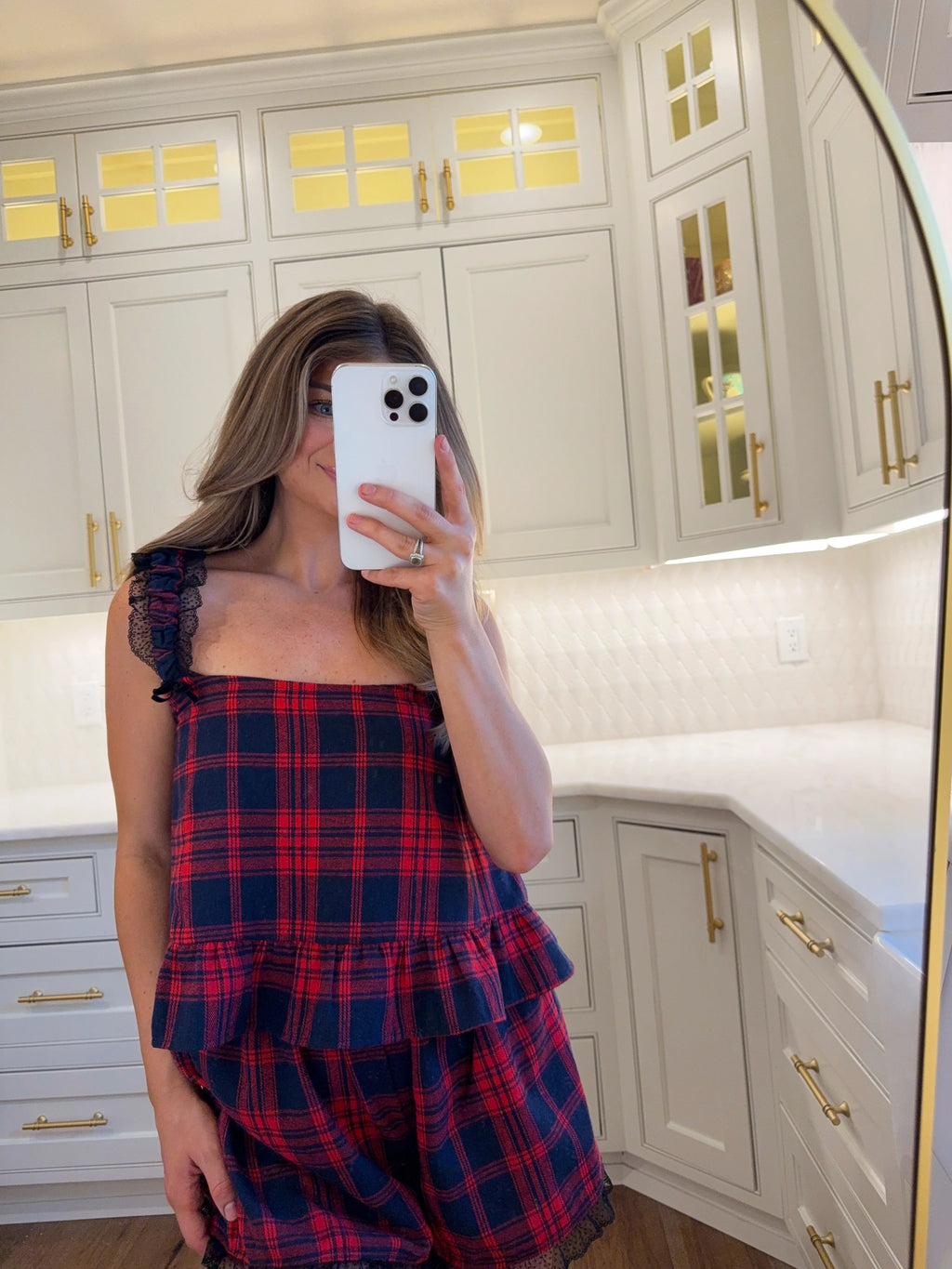 Flannel Pajama Set - Navy Blue / Red