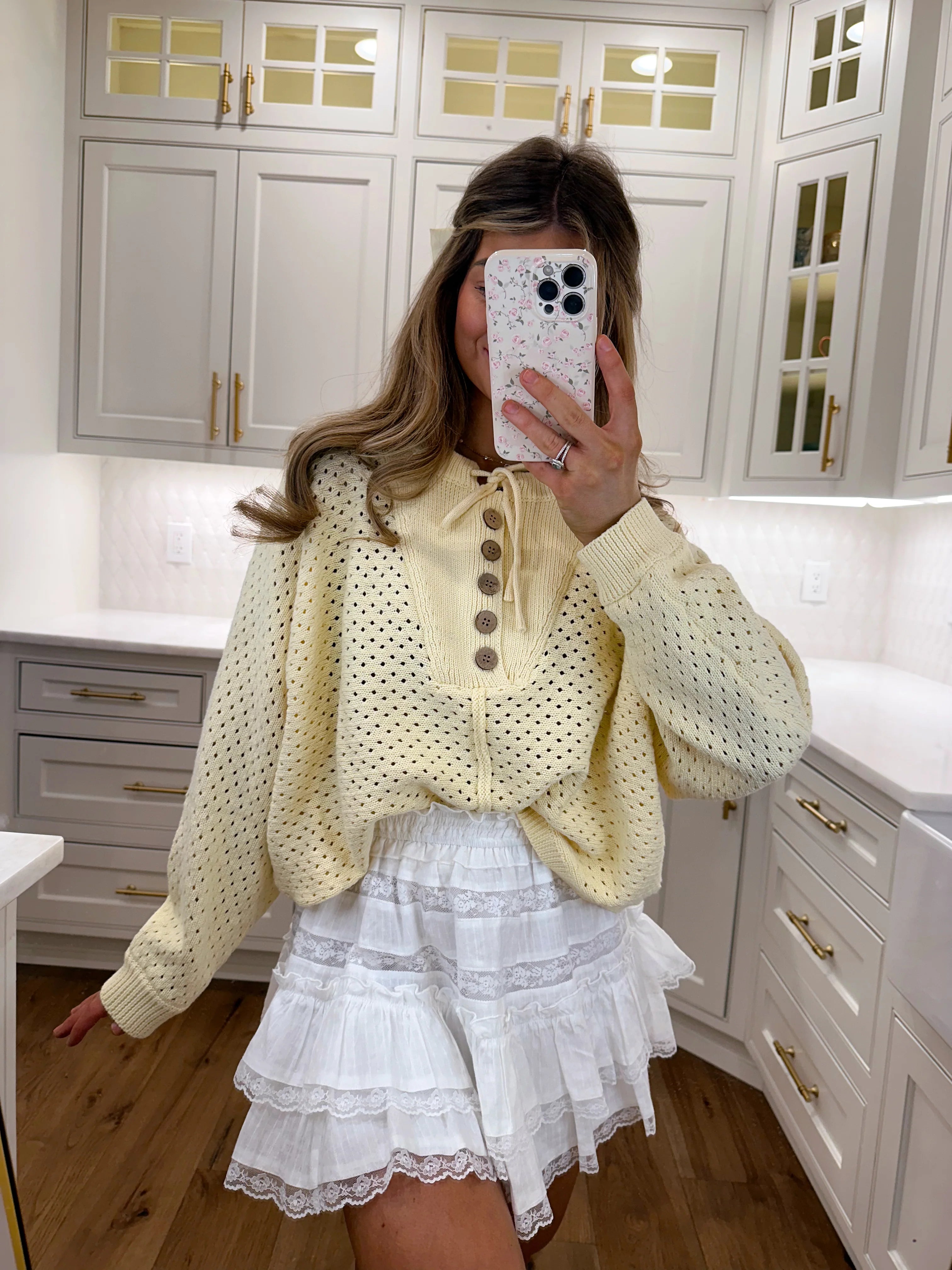 Victoria Henley Neck Dolman Sleeve Pullover - Yellow