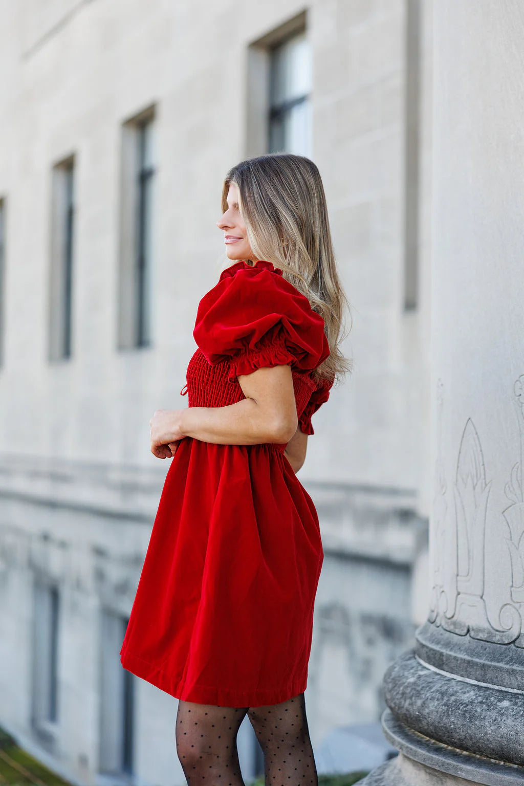 SMALL - Merry Little Christmas Velvet Mini Dress - Red