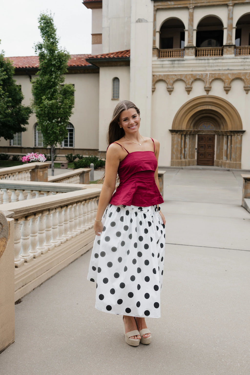 Lola Polka Dot Maxi Skirt - White / Black