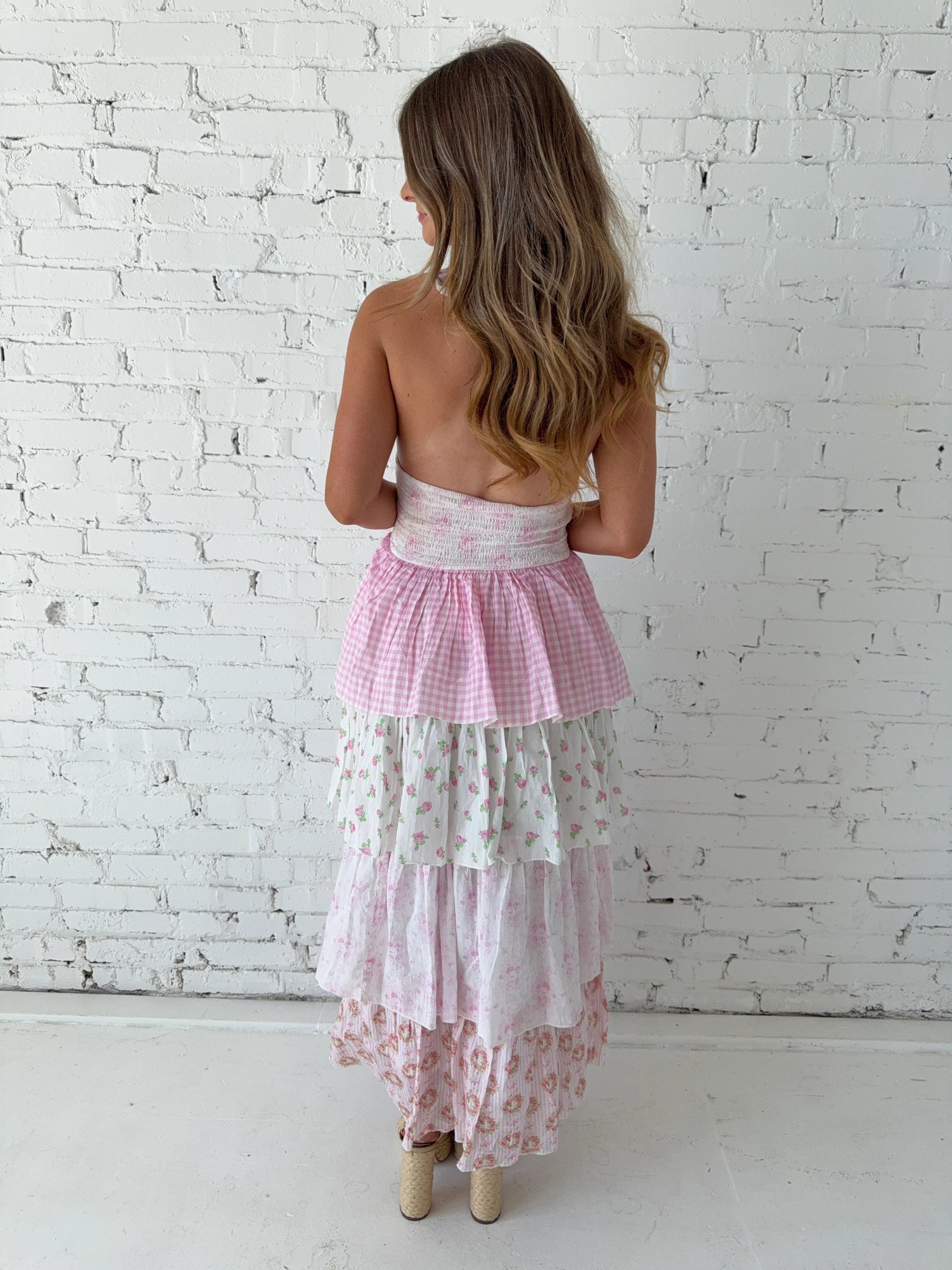 Bonnie Maxi Dress - Pastel Pink Mix