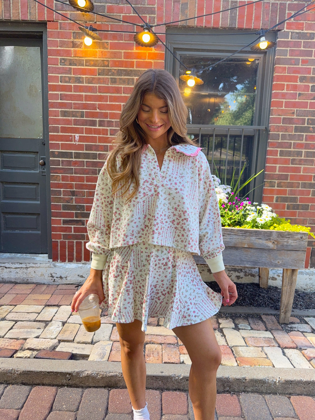 Fallon Floral Lounge Skort and Pullover Set