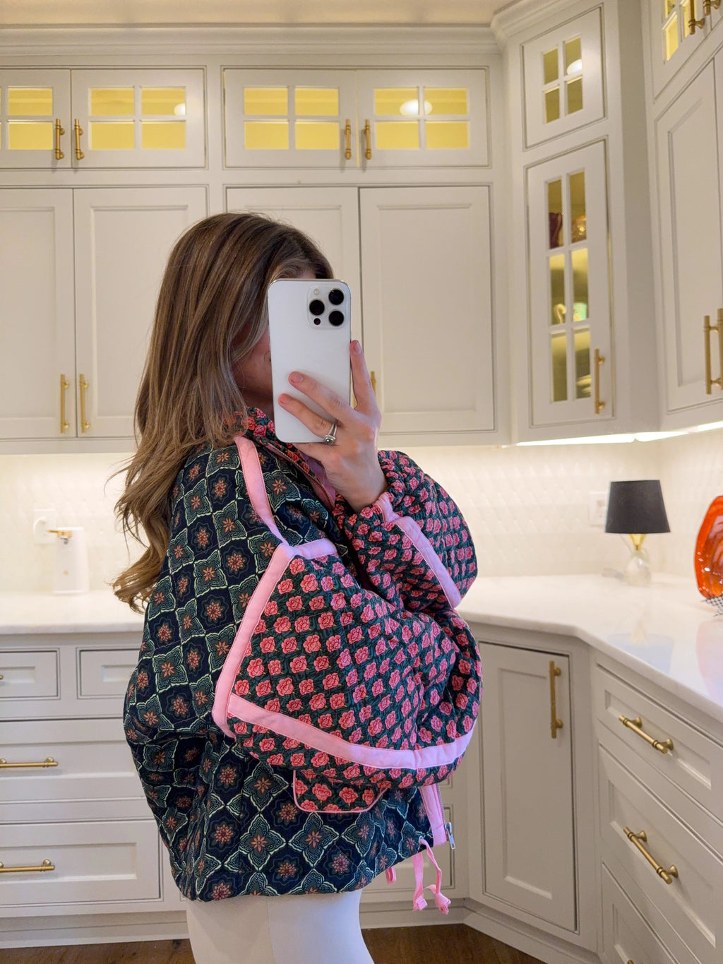 Danny Floral Pattern Solid Color Taped Padded Jacket