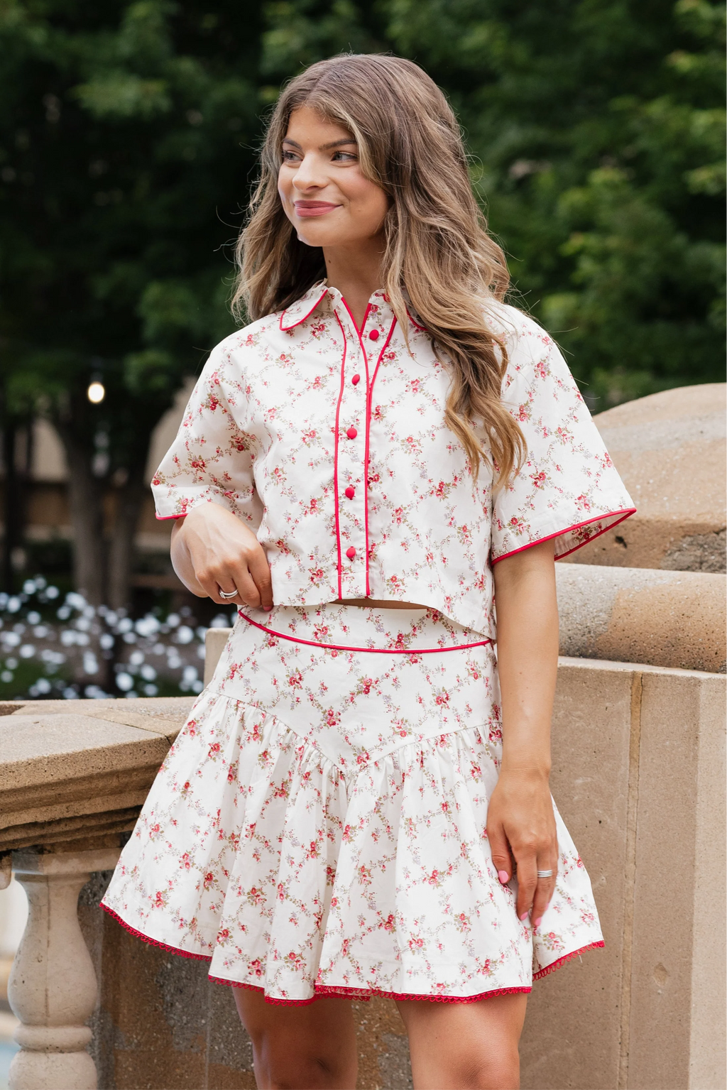 Brinley Floral Print Set - Red