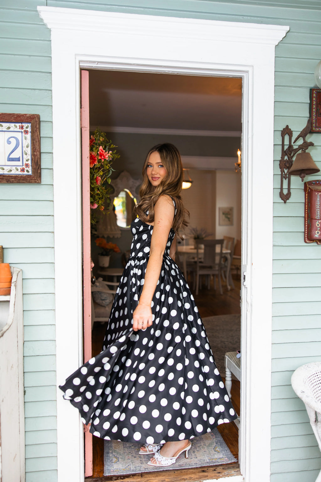 Meredith Polka Dot Dress - Black / White