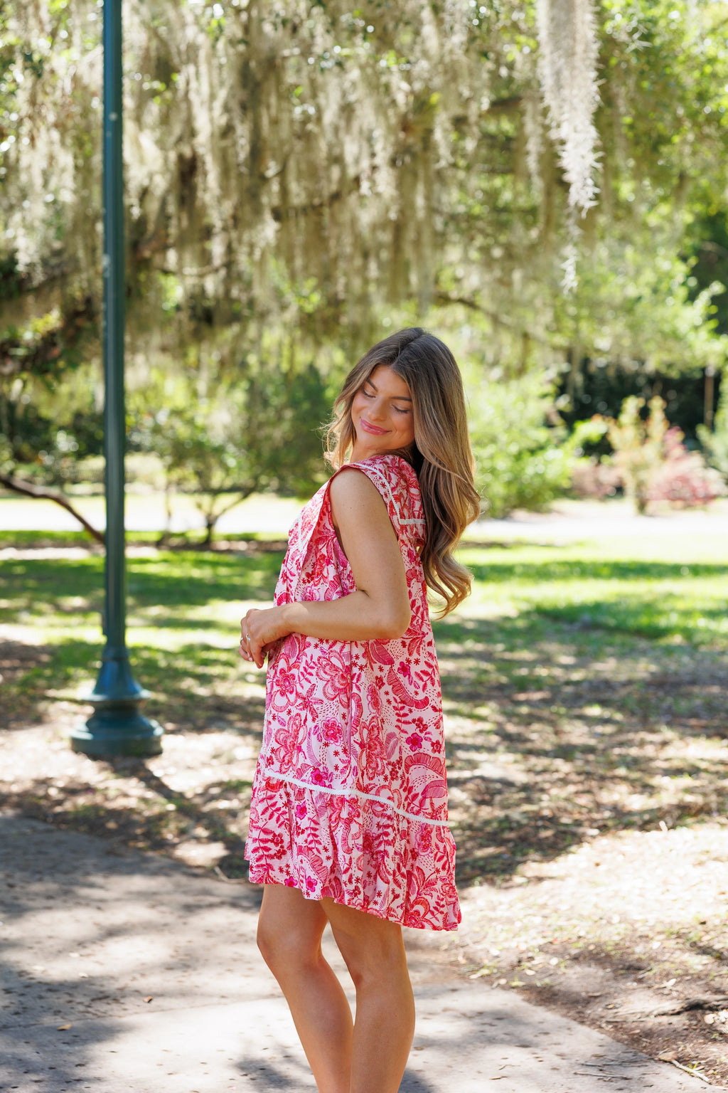 Radiant Floral Mini Dress - Pink / Red