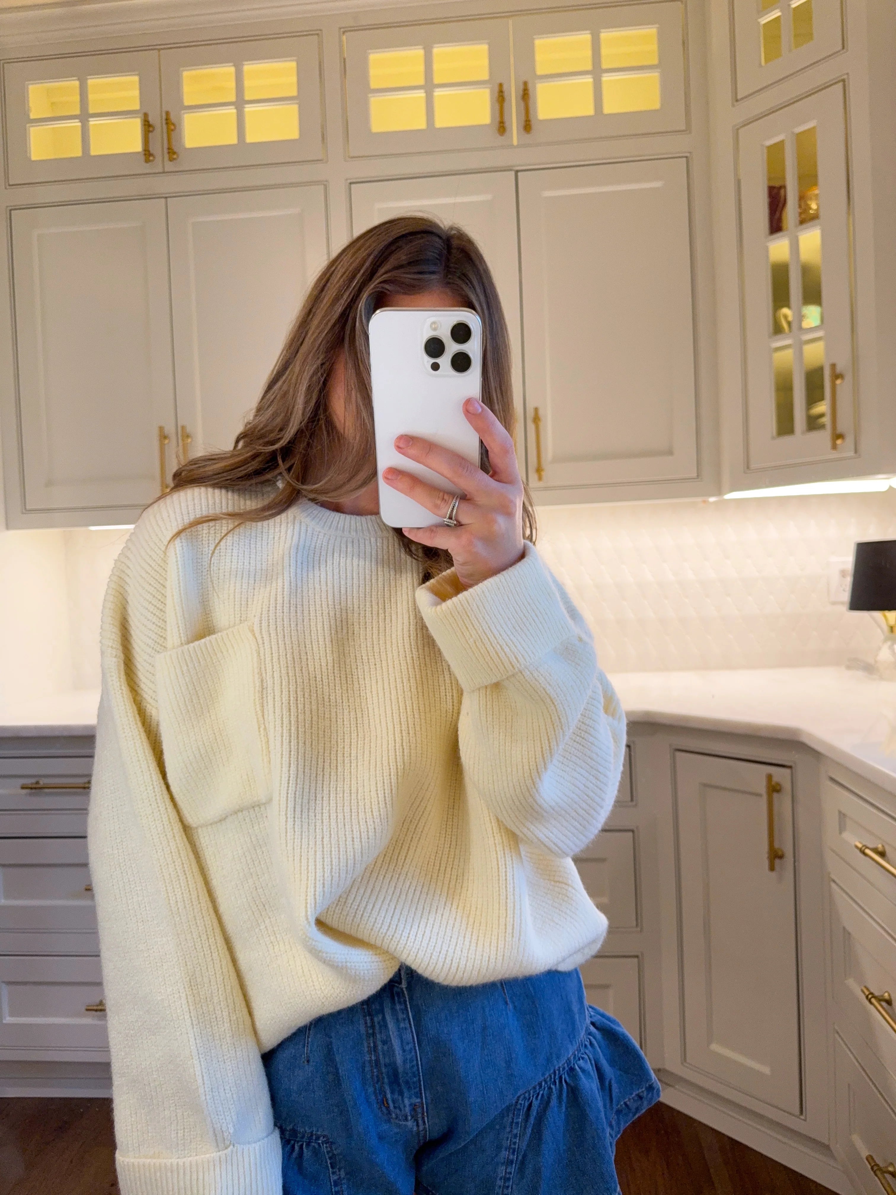 Della Drop Shoulder Oversized Sweater - Cream