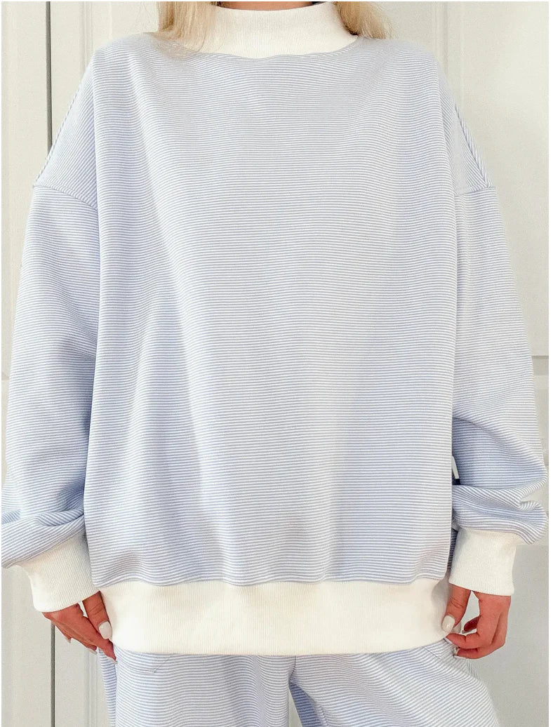 Sail Day Mockneck - Blue / White Pinstripes