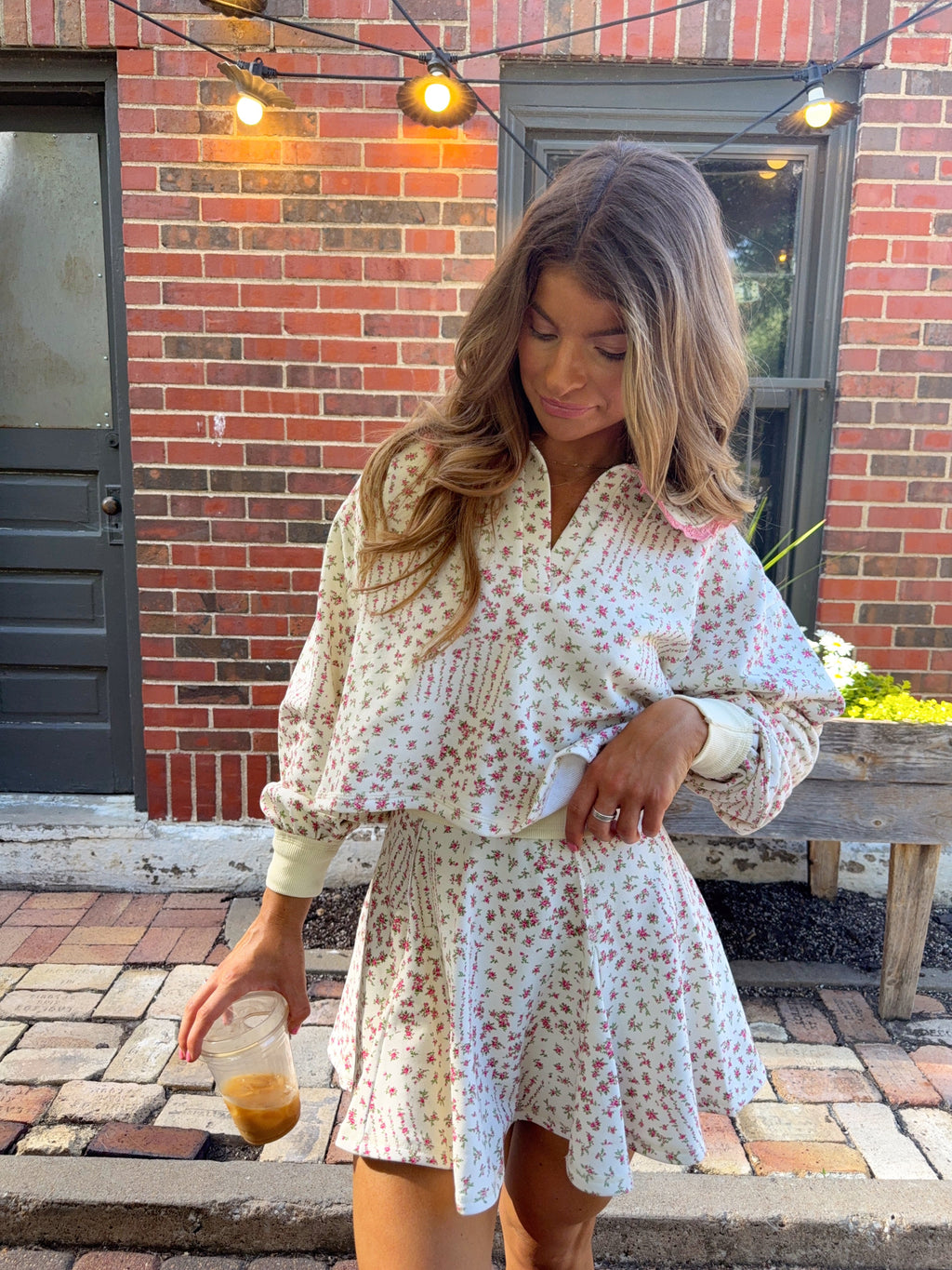 Fallon Floral Lounge Skort and Pullover Set