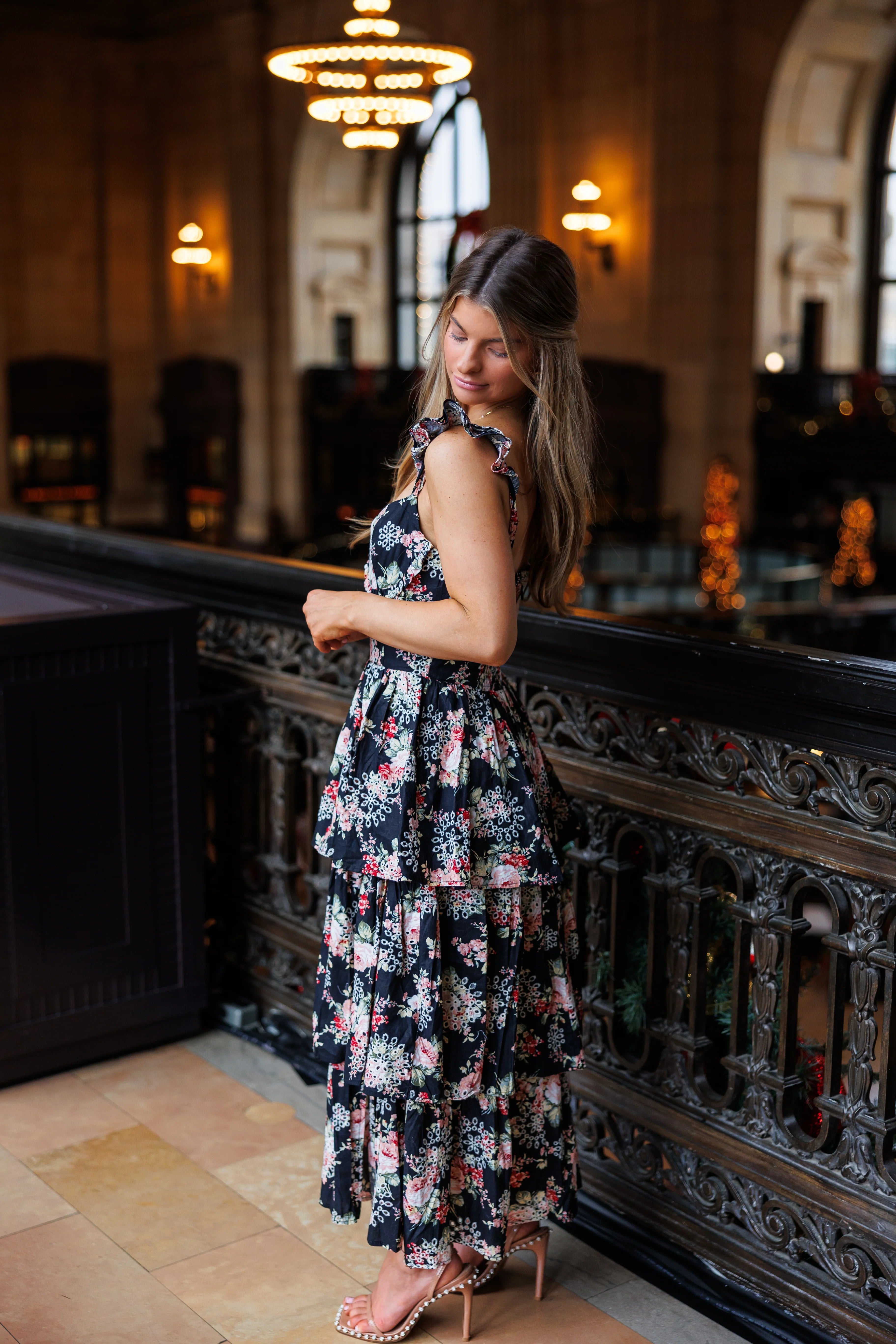 Tinley Eyelet Midi Dress - Black