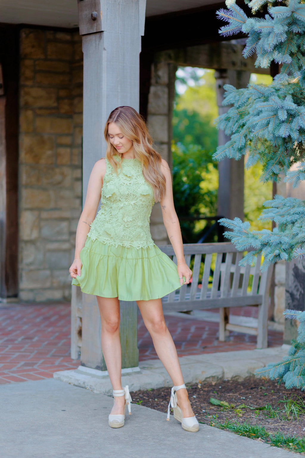 Gardenia Mini Dress - Sage