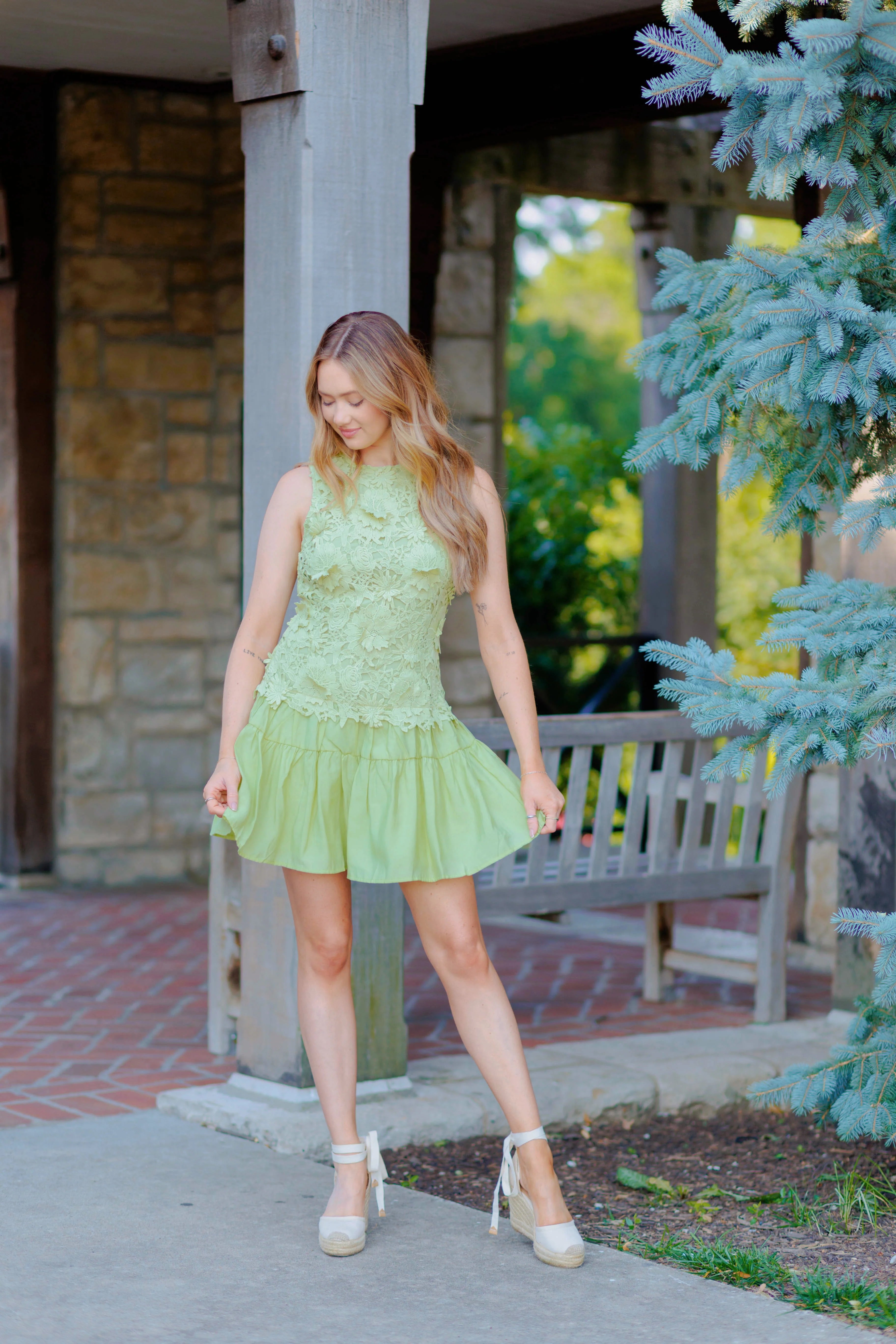 Gardenia Mini Dress - Sage