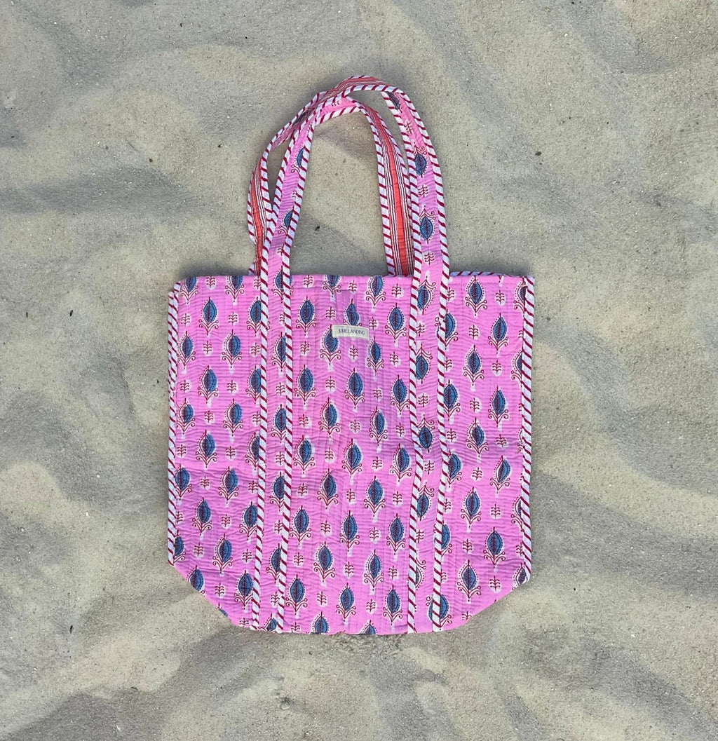 Raja Quilted Tote - Pink / Blue