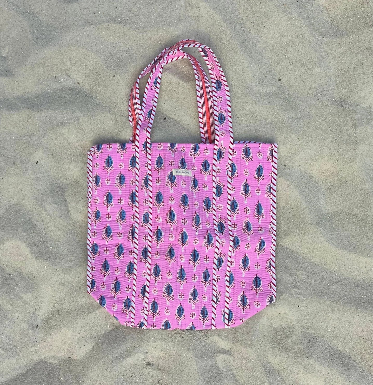Raja Quilted Tote - Pink / Blue