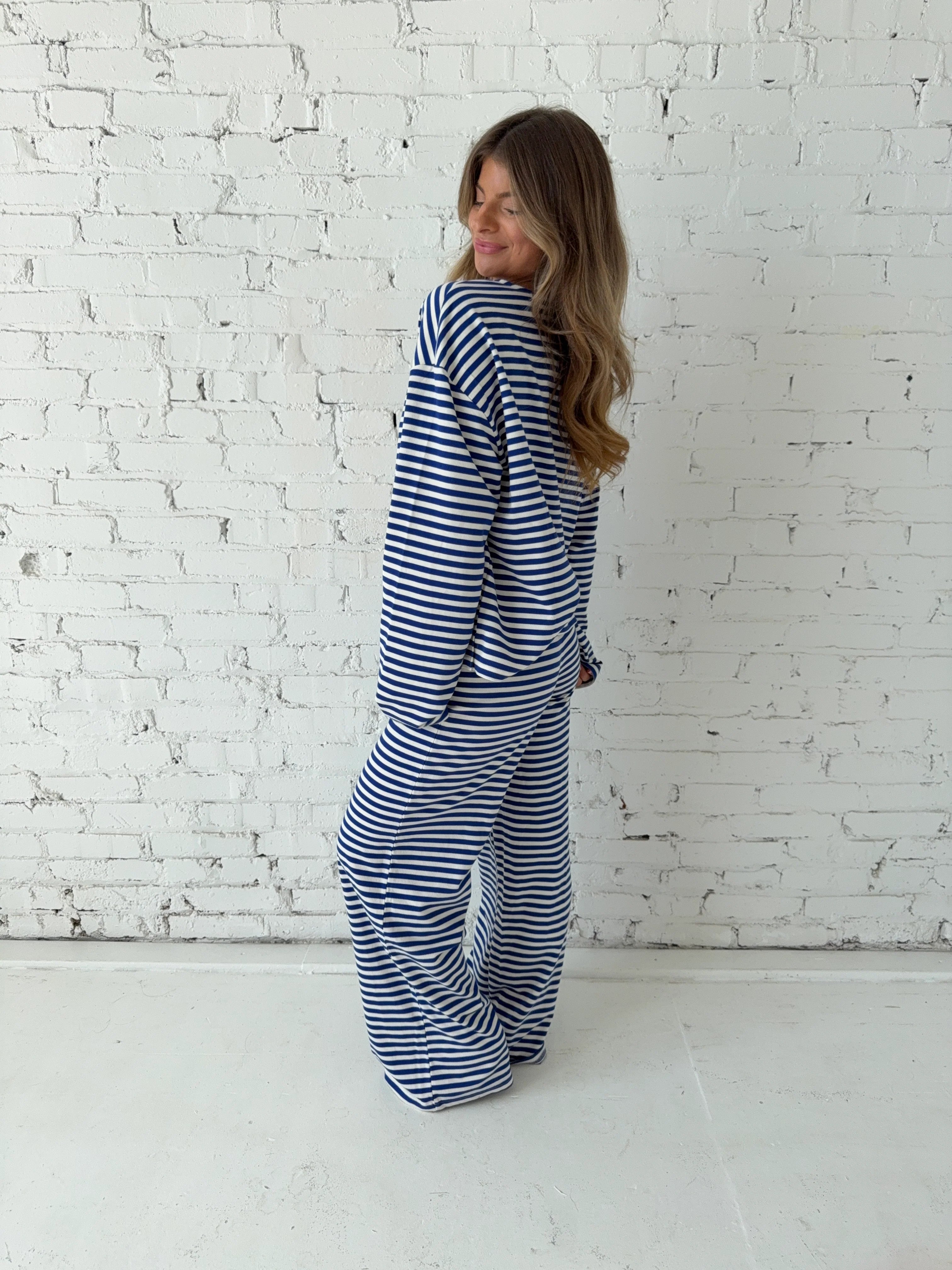 Tommy Striped Lounge Set - Navy Stripes