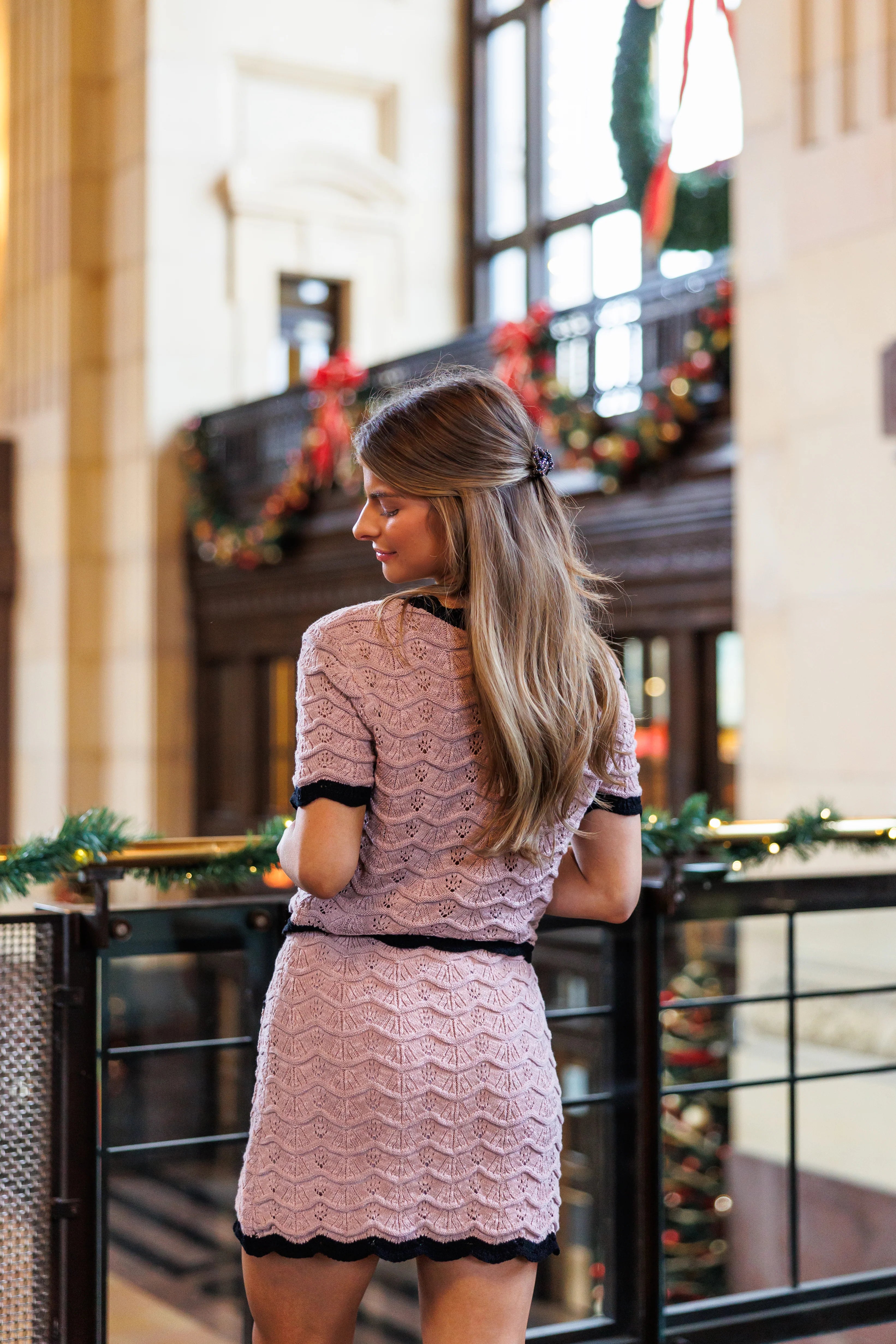 Carrington Pointelle Sweater Set - Dusty Lavender