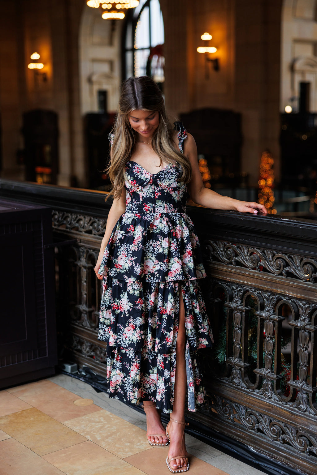 Tinley Eyelet Midi Dress - Black