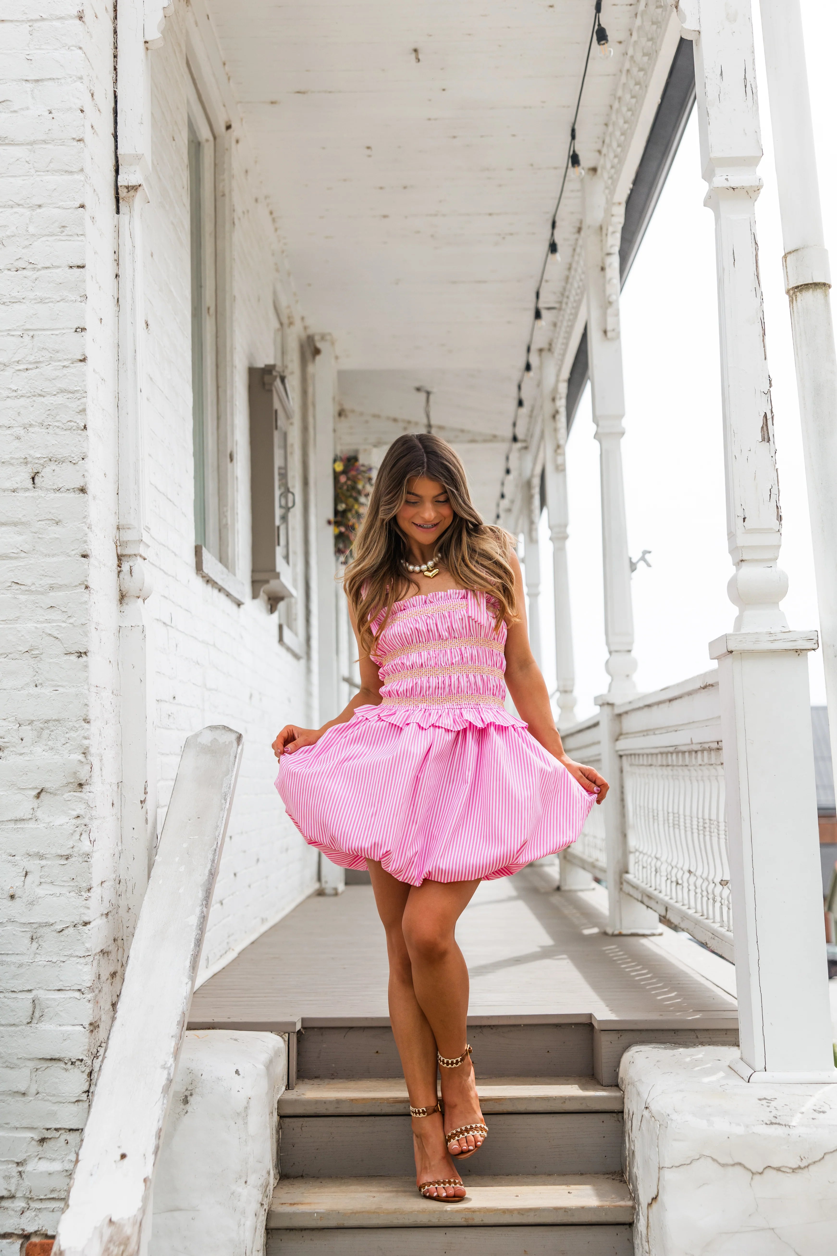 Lydia Stripe Mini Dress - Pink