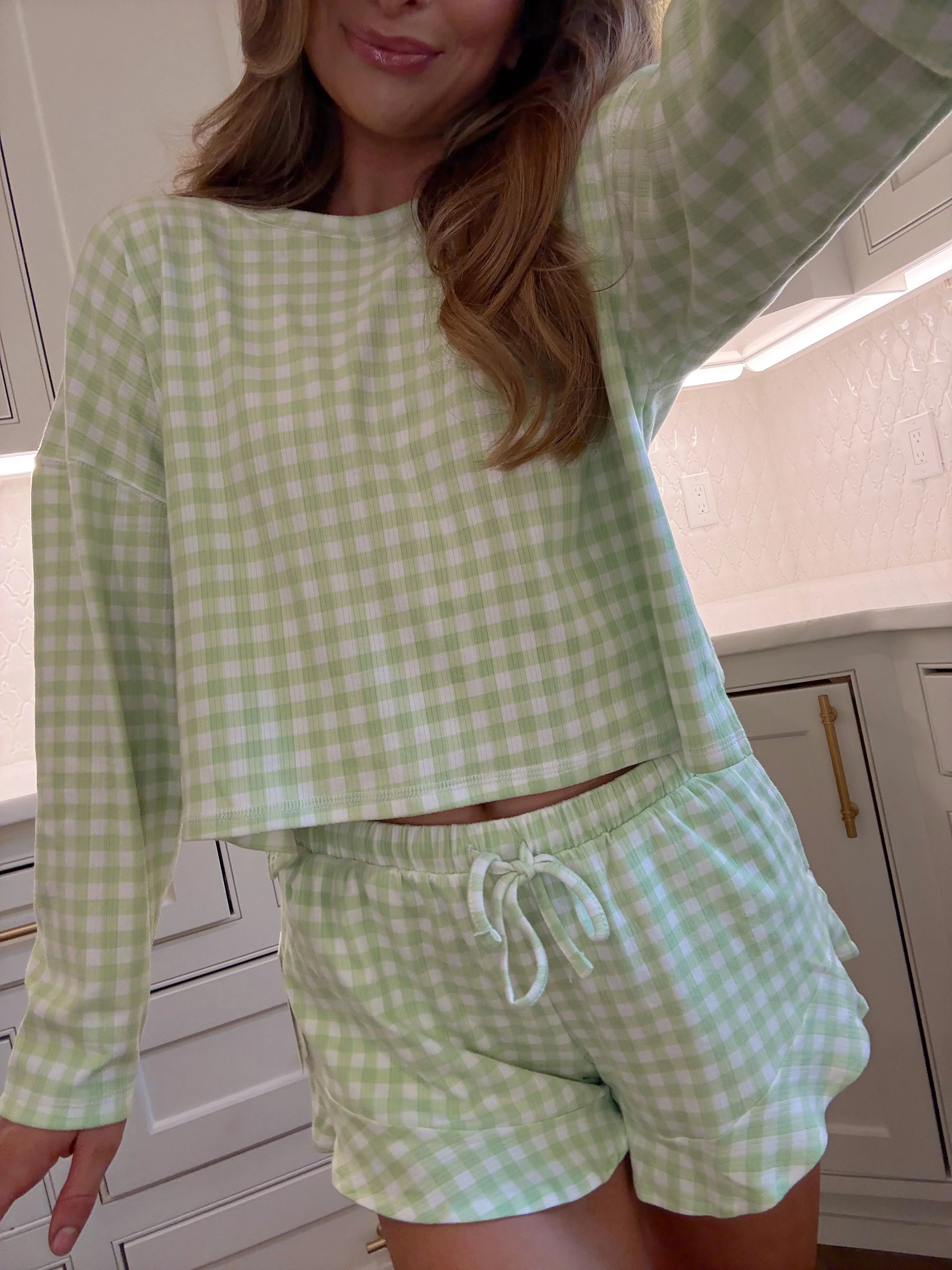 Happy Camper Candy Apple Gingham Pajama Set