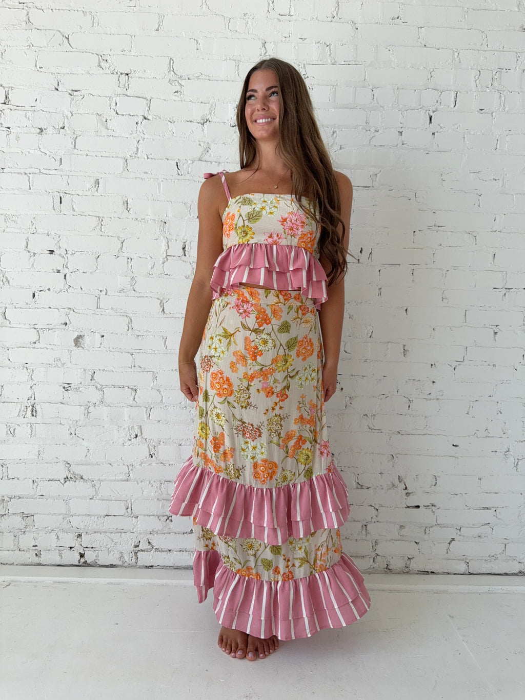 Gloria Printed Maxi Skirt and Top Set