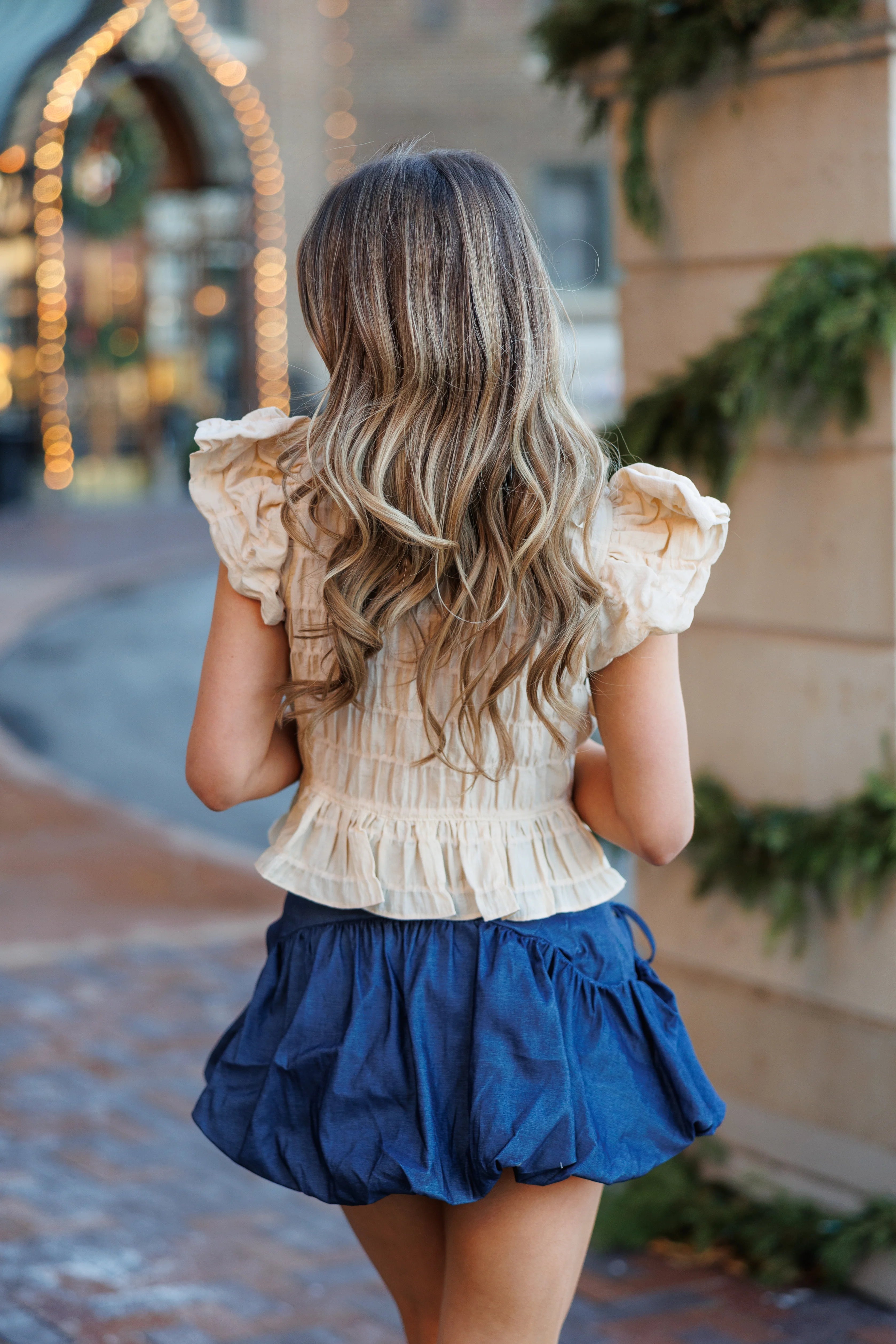 Reece Ribbon Balloon Denim Skirt