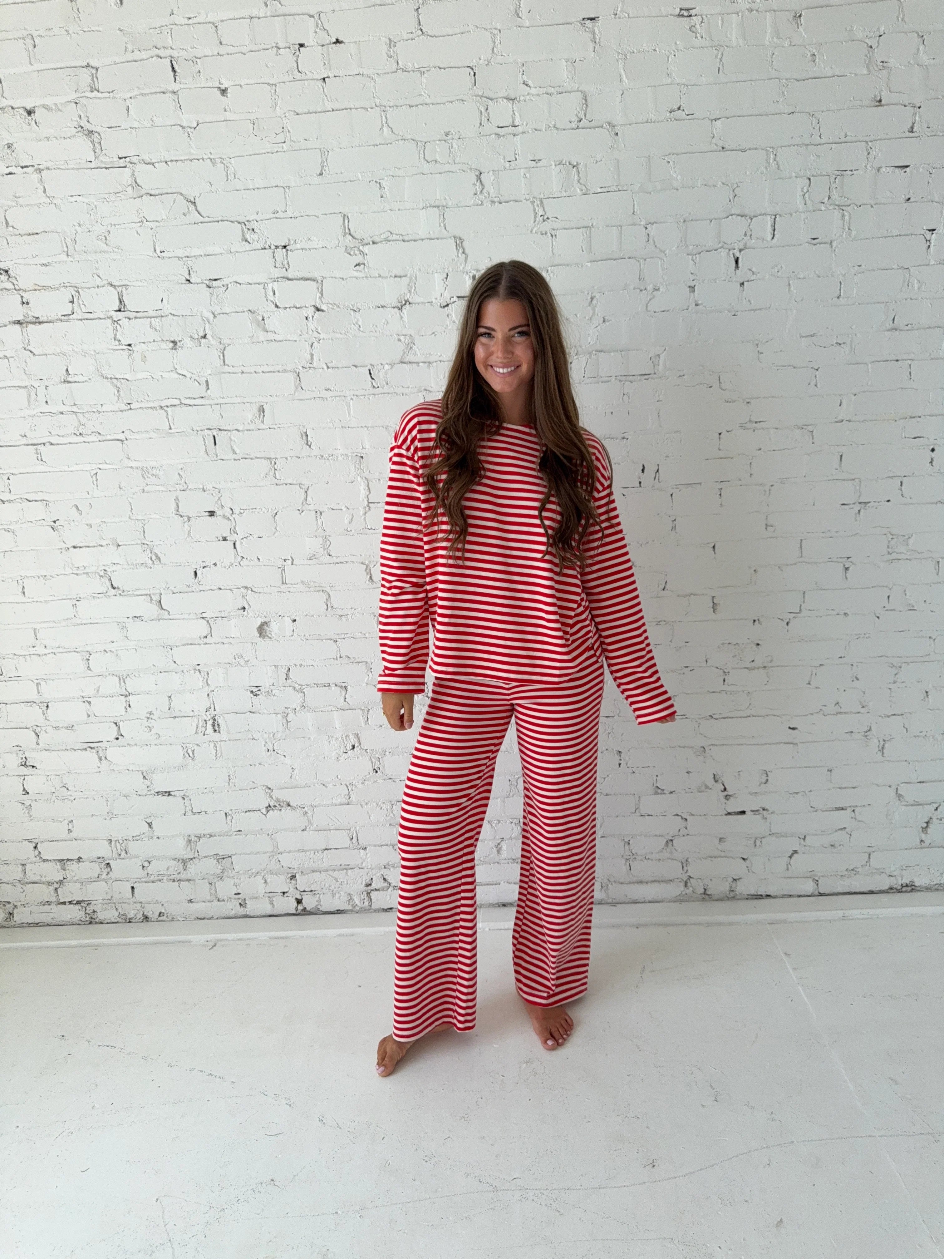 Tommy Striped Lounge Set - Red Stripes