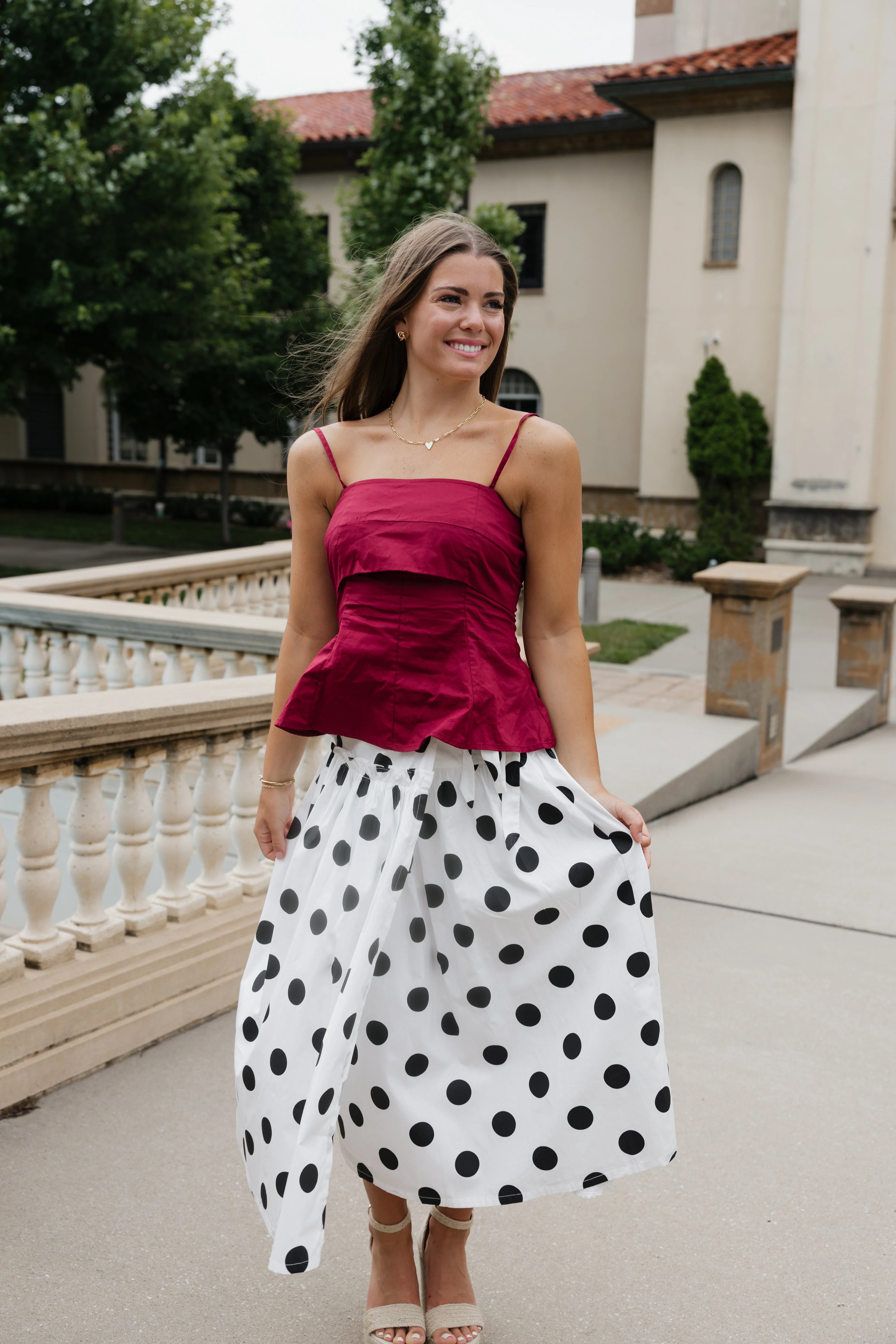 Lola Polka Dot Maxi Skirt - White / Black