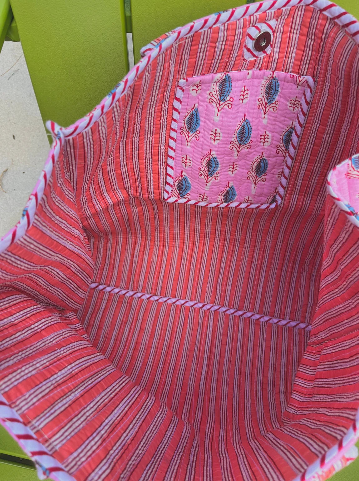 Raja Quilted Tote - Pink / Blue