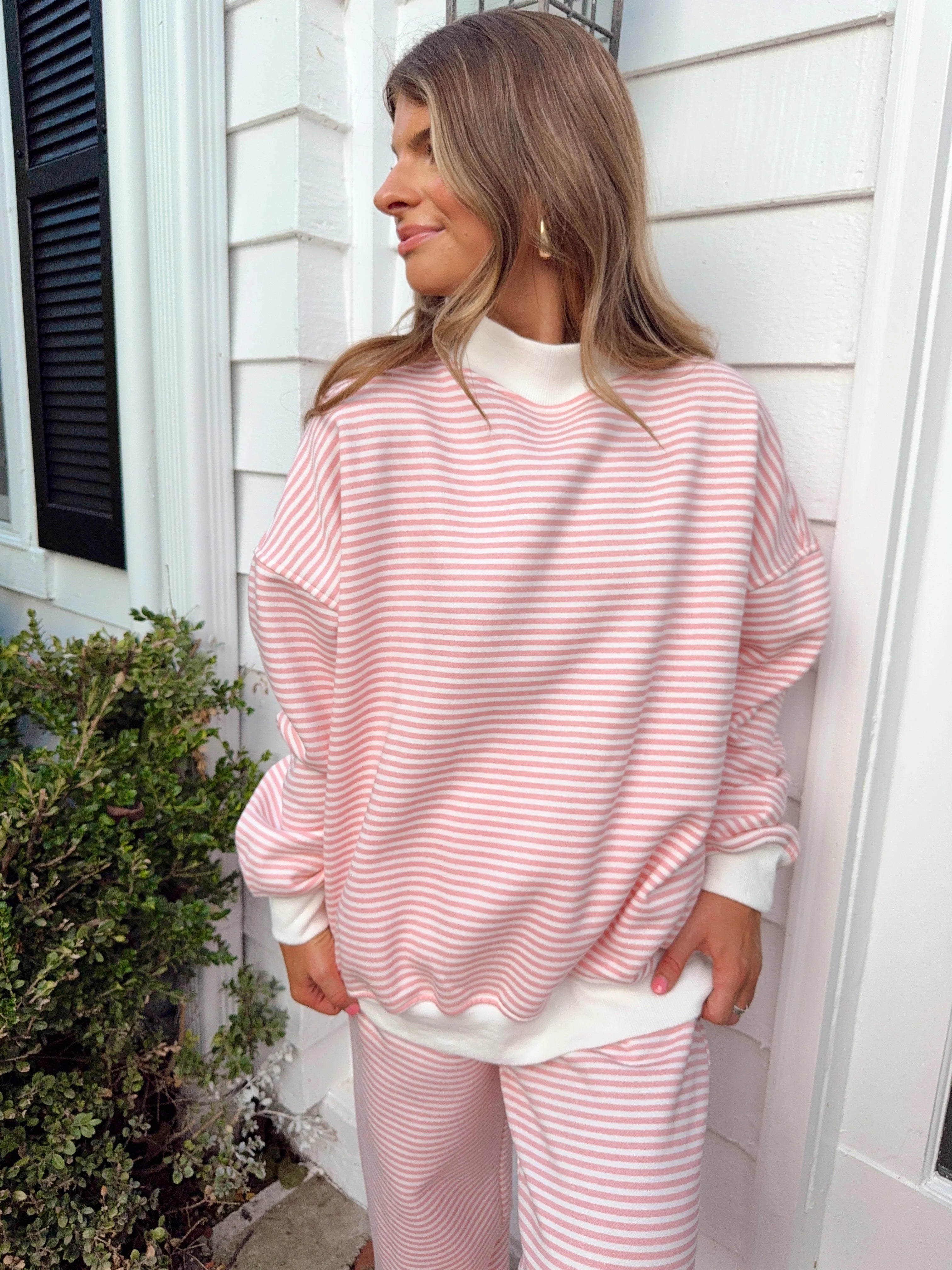 Sail Day Sweatpant - Pink Pinstripe