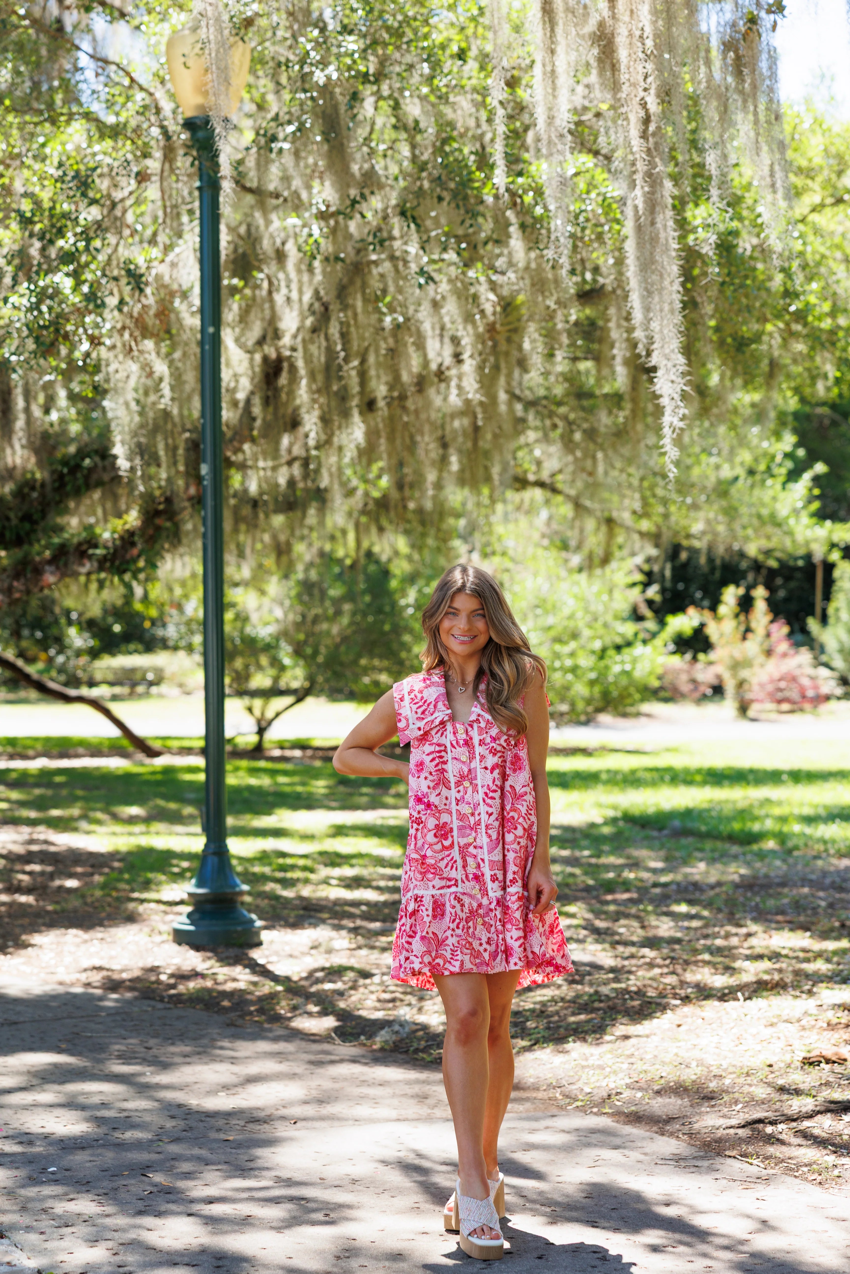 Radiant Floral Mini Dress - Pink / Red