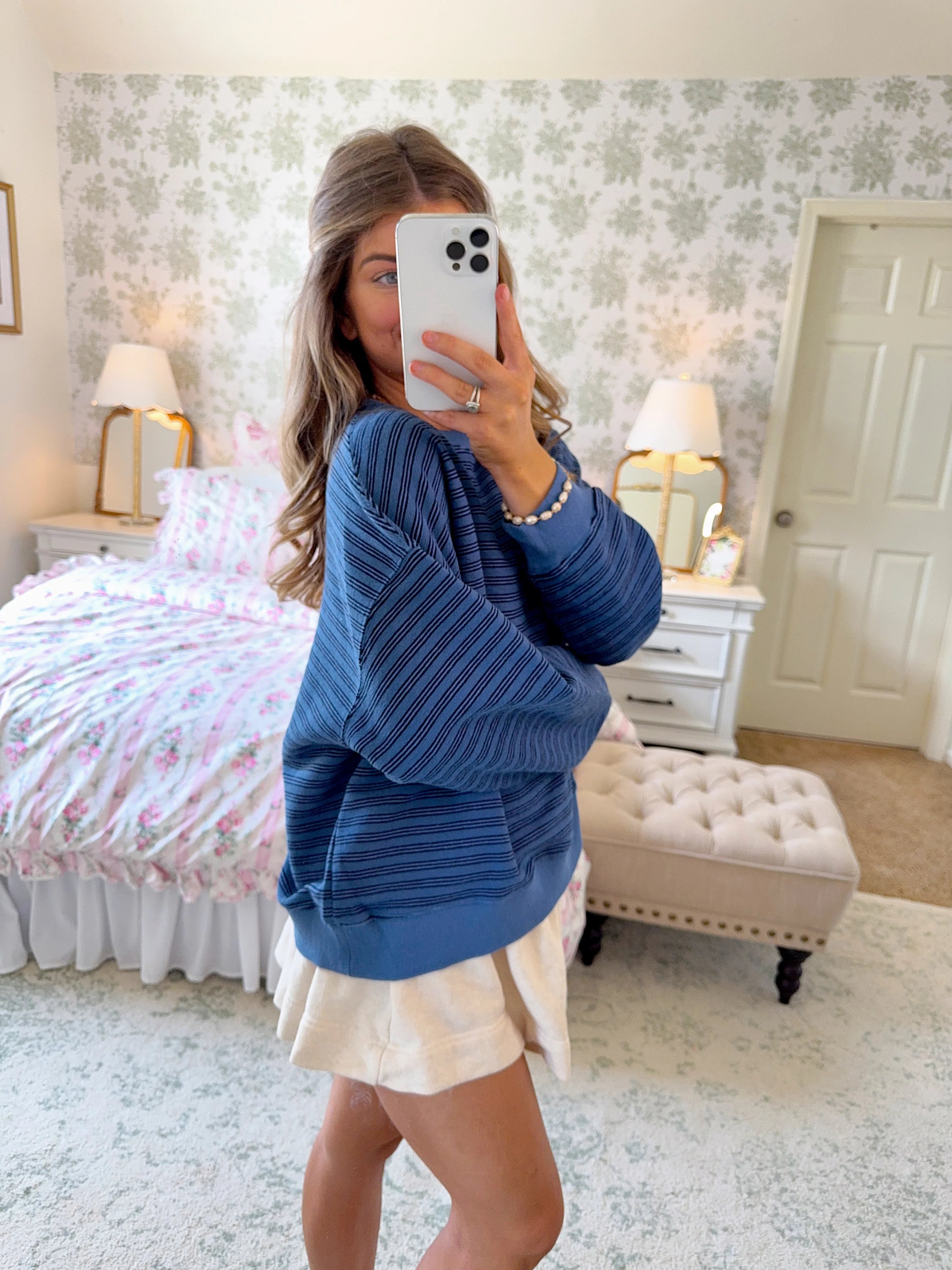 Pepper Striped Knit Pullover - Blue / Navy