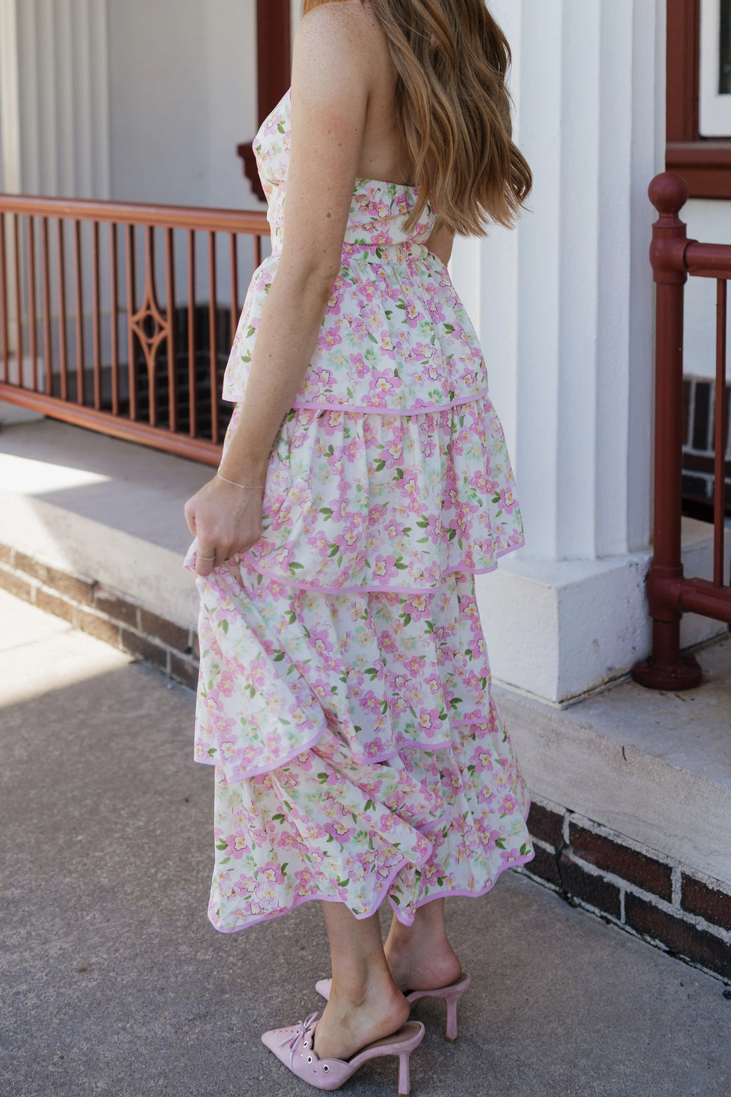 Bonnie Floral Halter Midi Dress - Pink Multi