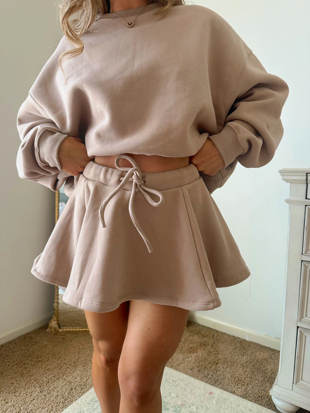 Boardwalk Crewneck and Skort Set - Mocha