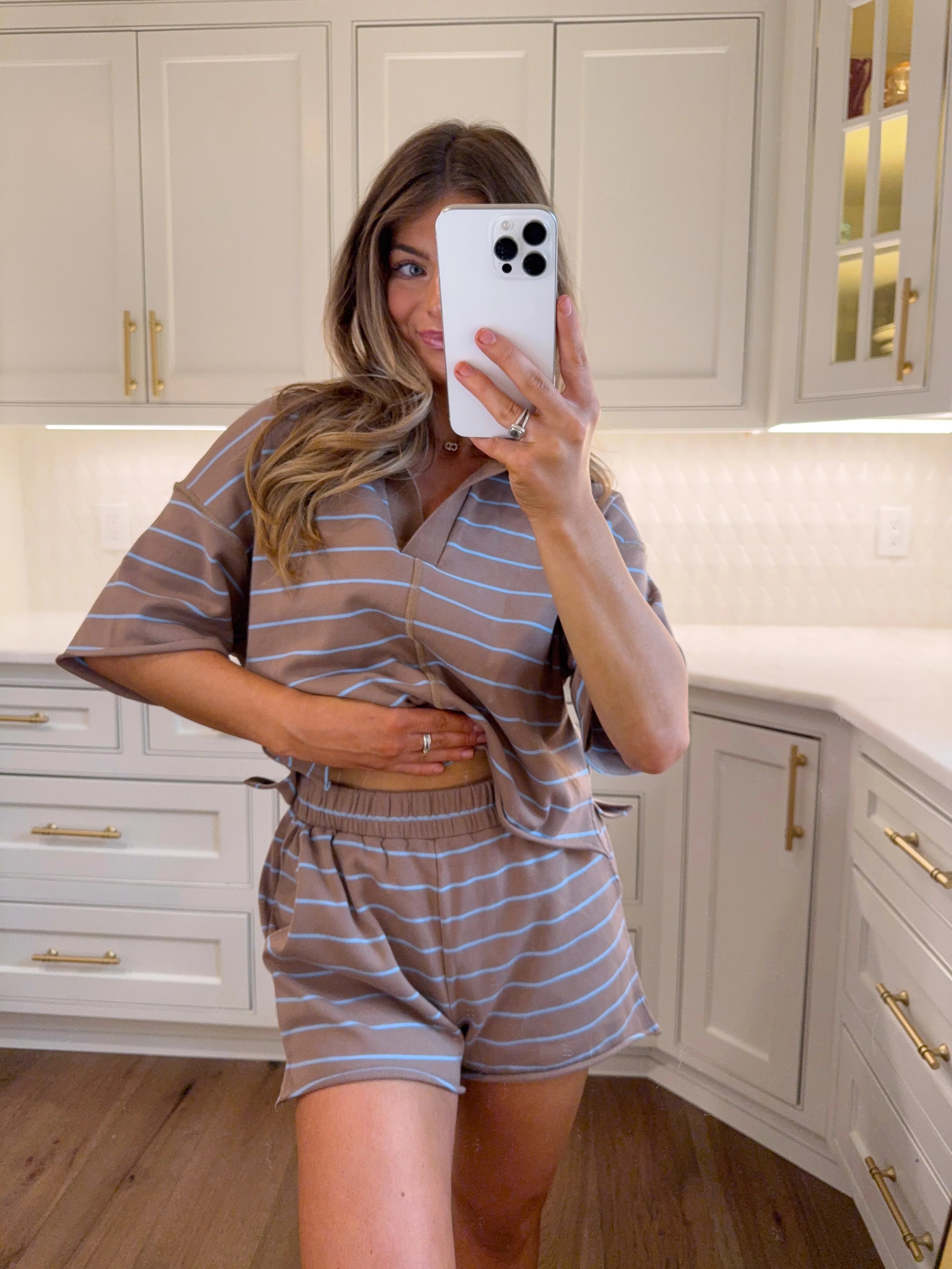 Camberly Striped Set - Mocha / Blue