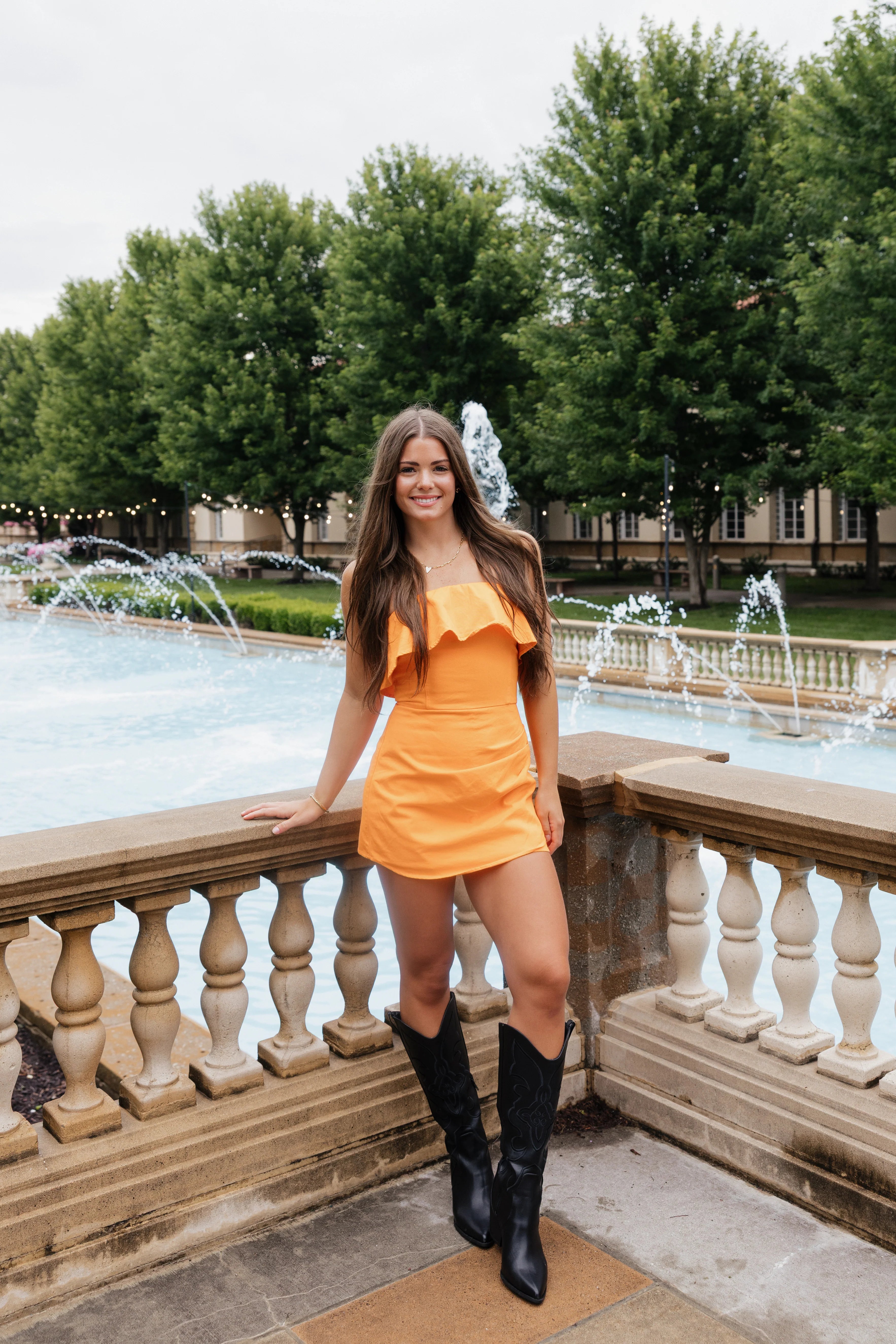 Carrie Strapless Romper - Orange