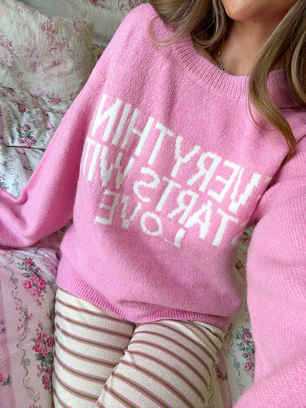 Calico Sweater - Pink