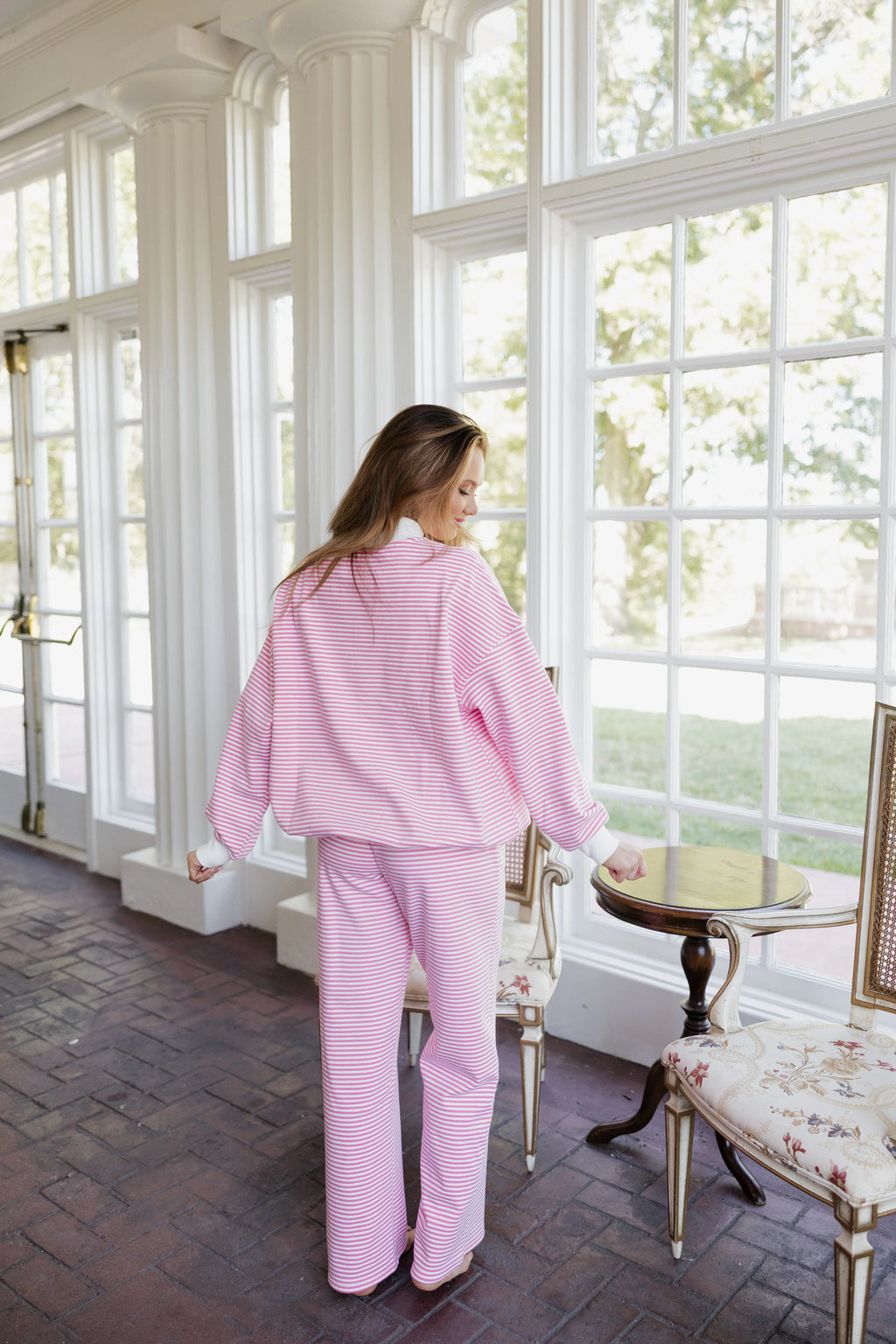 Sail Day Mockneck - Hot Pink Pinstripe