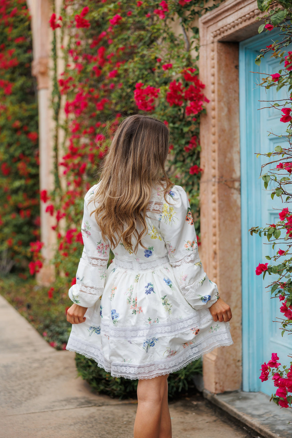 LARGE Joelle Floral Mini Dress - White / Multi