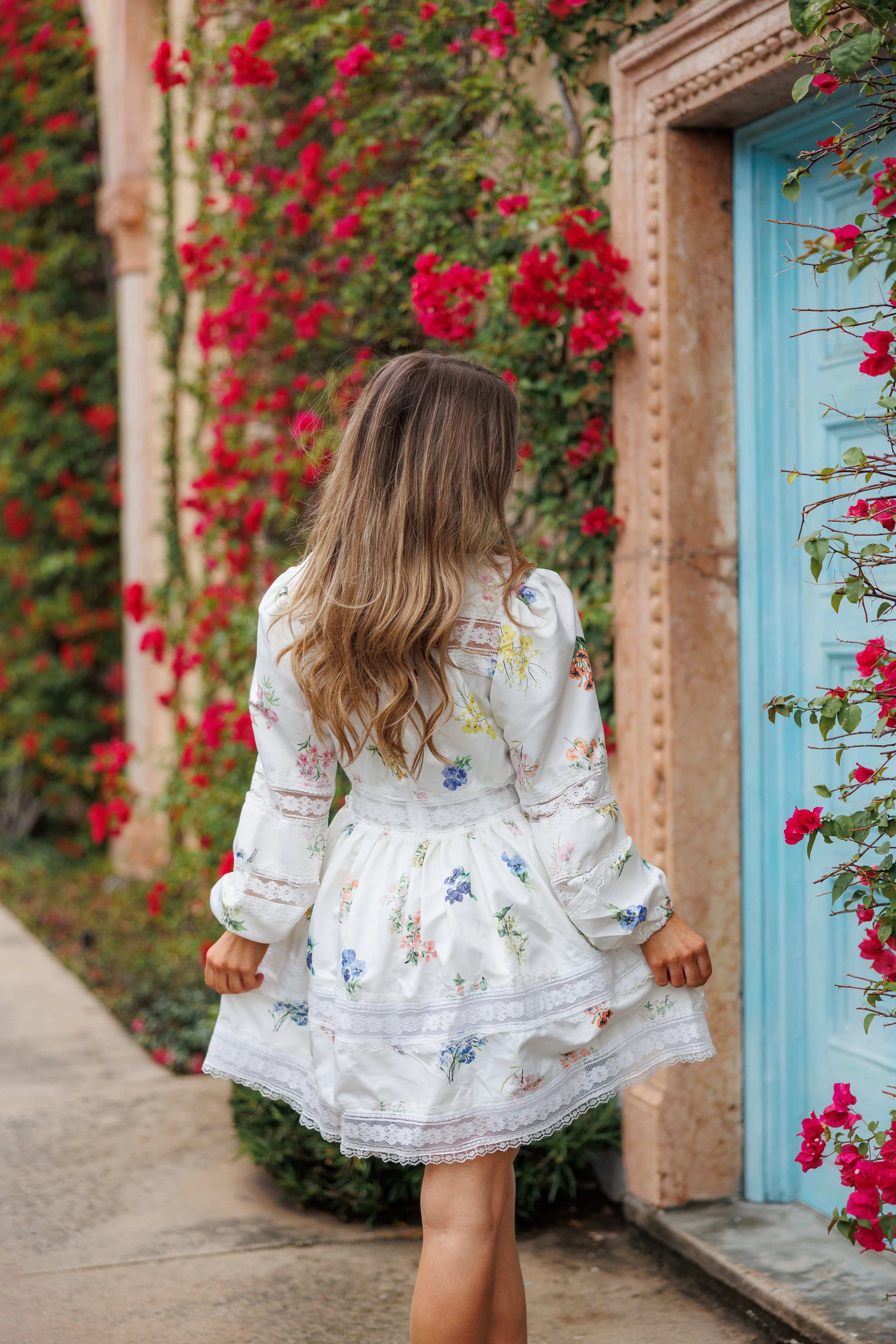 LARGE Joelle Floral Mini Dress - White / Multi