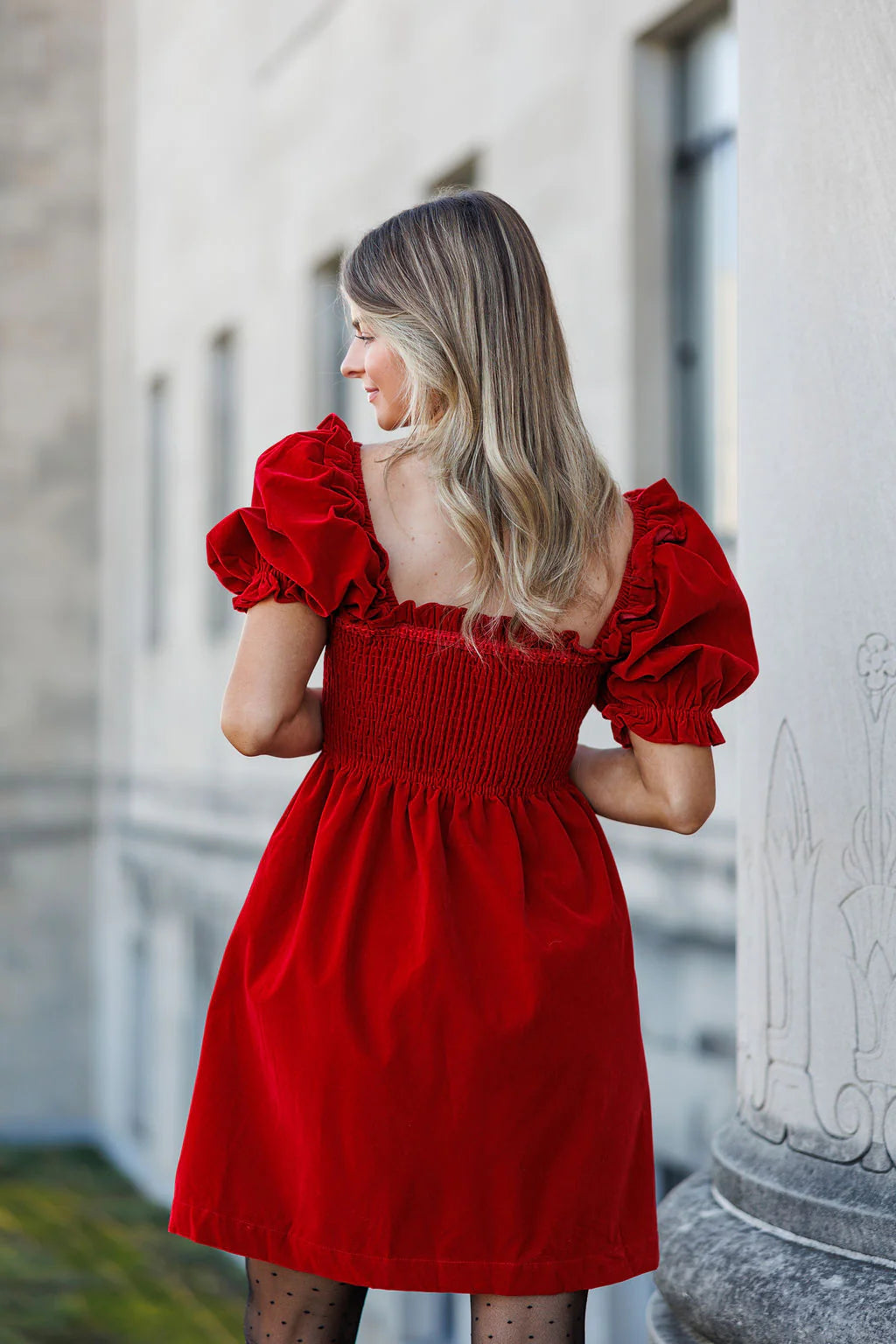 SMALL - Merry Little Christmas Velvet Mini Dress - Red